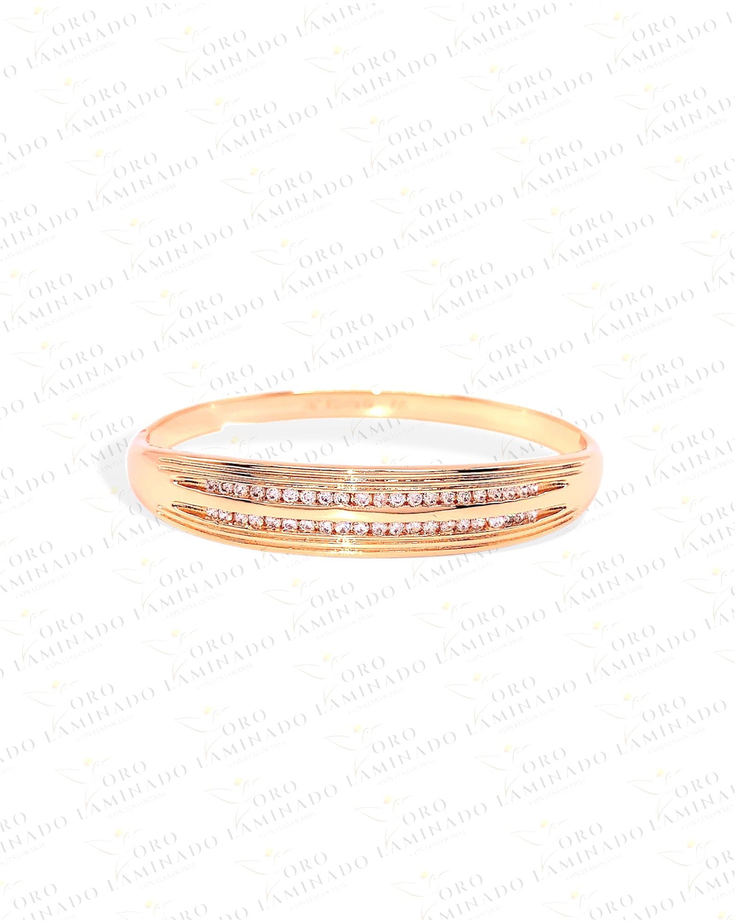 Rose Gold Bangle Bracelet With Zirconia Stone G38