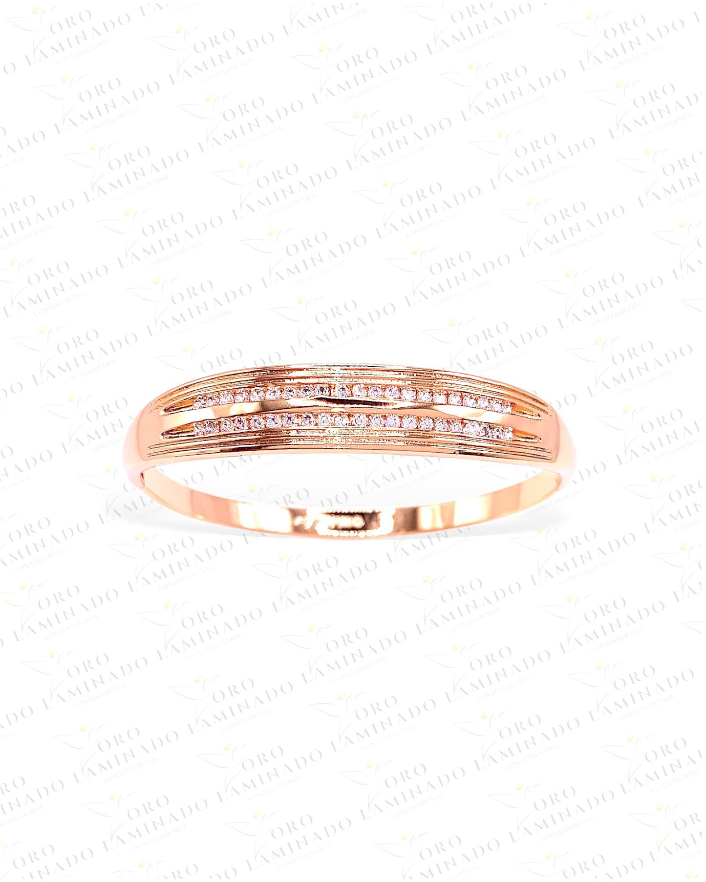 Rose Gold Bangle Bracelet With Zirconia Stone G38