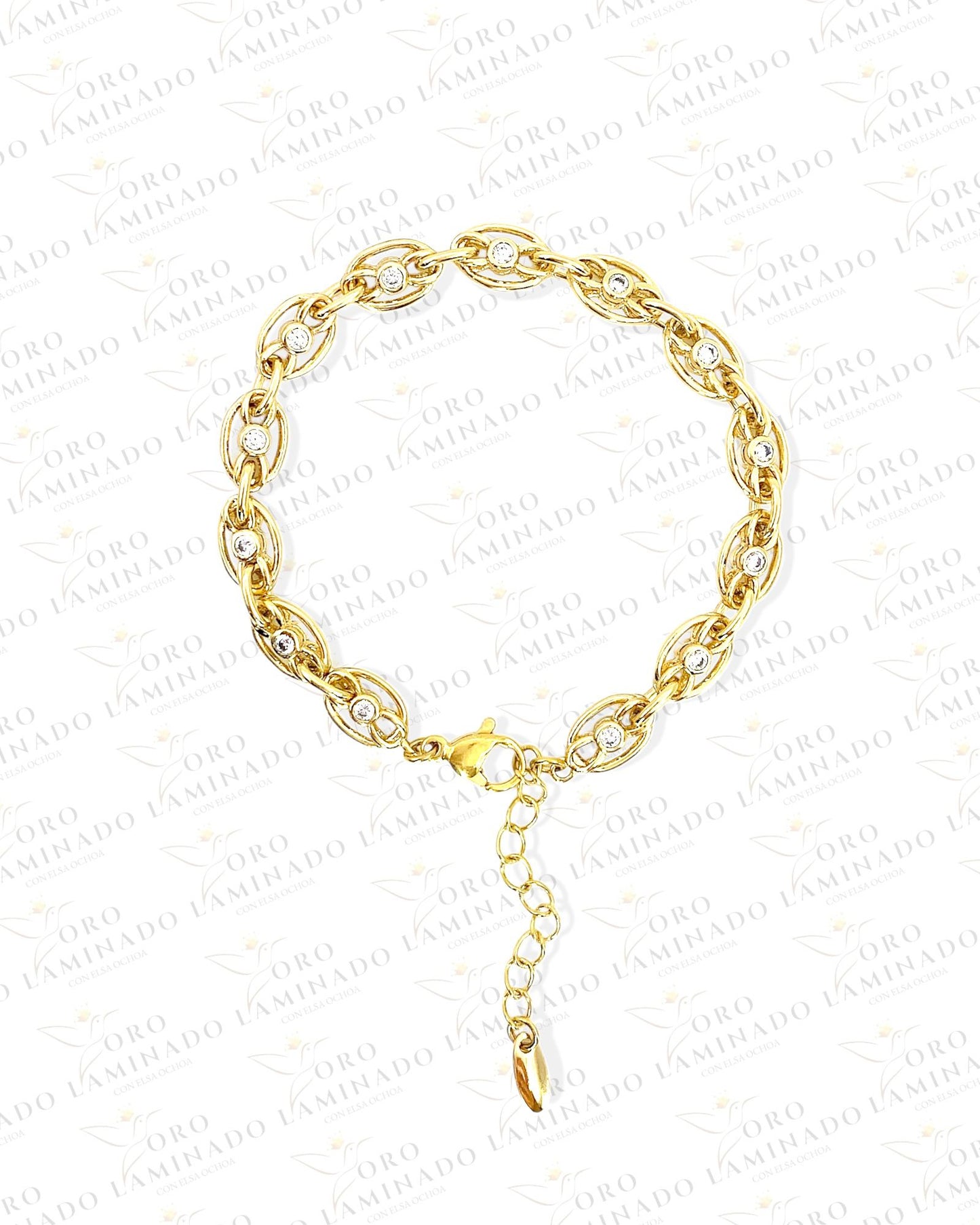 High Quality GG Chain Bracelet with White Stones B341