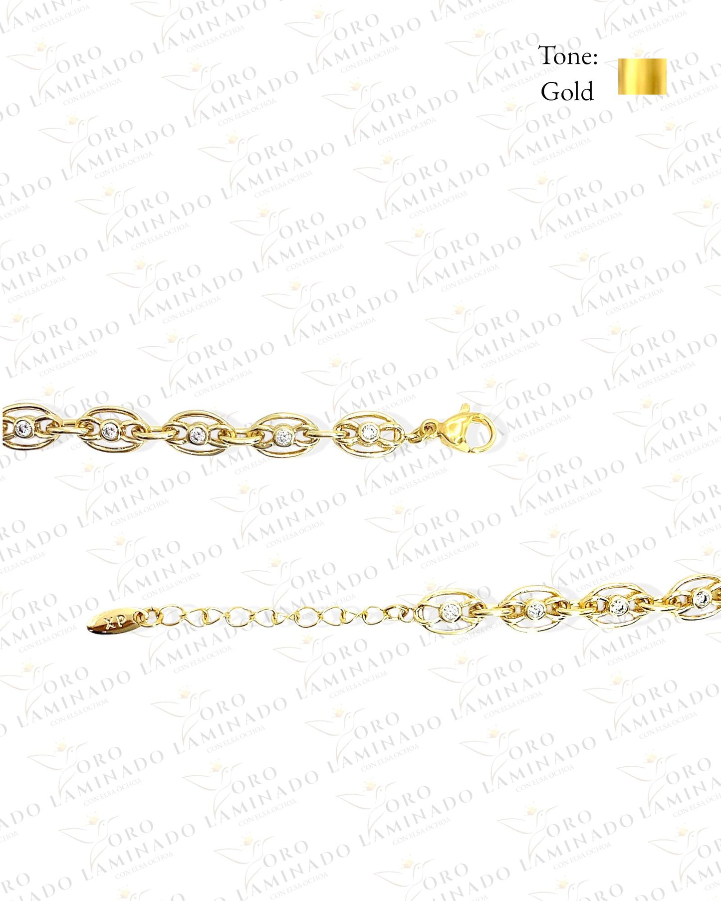 High Quality GG Chain Bracelet with White Stones B341