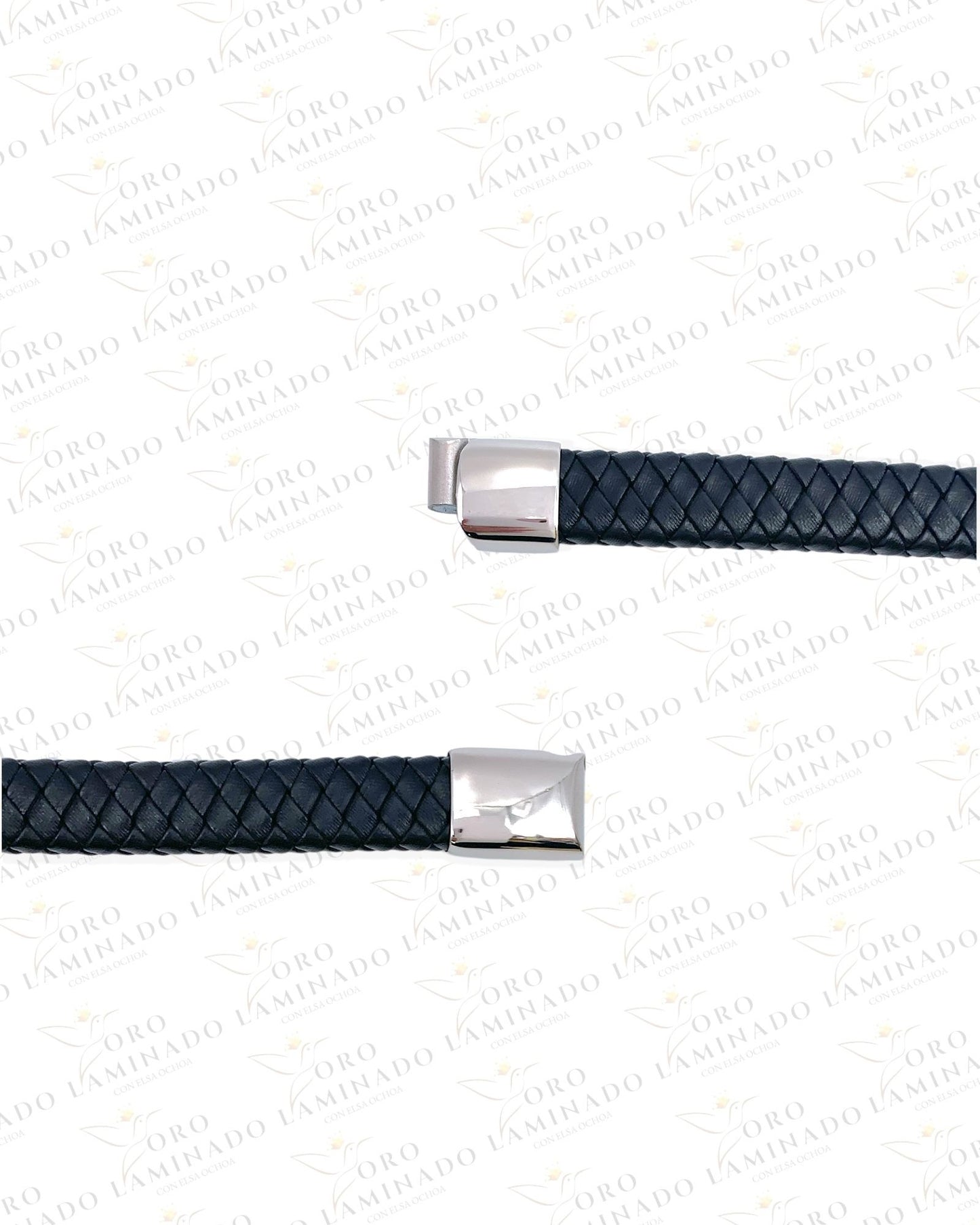 Stainless Steel/Leather Silver Skull Men's Bracelet B260
