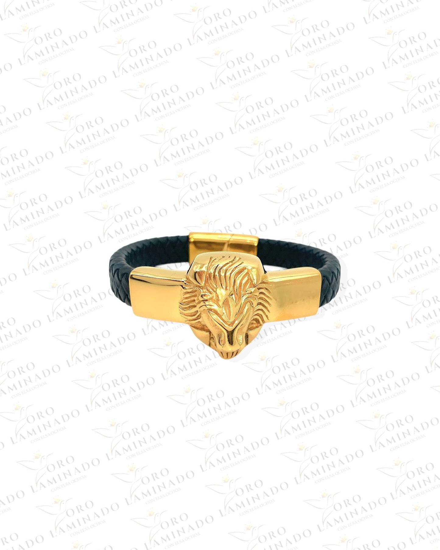 Stainless Steel/ Leather Lion Bracelet B257