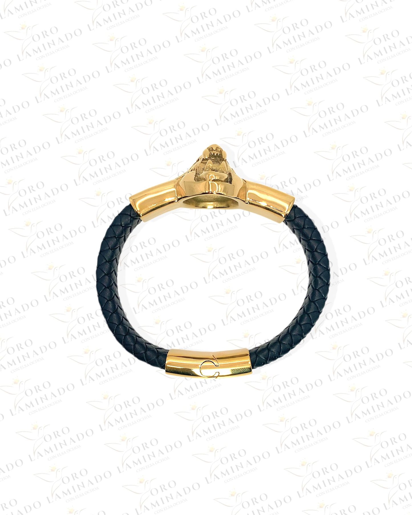 Stainless Steel/ Leather Lion Bracelet B257