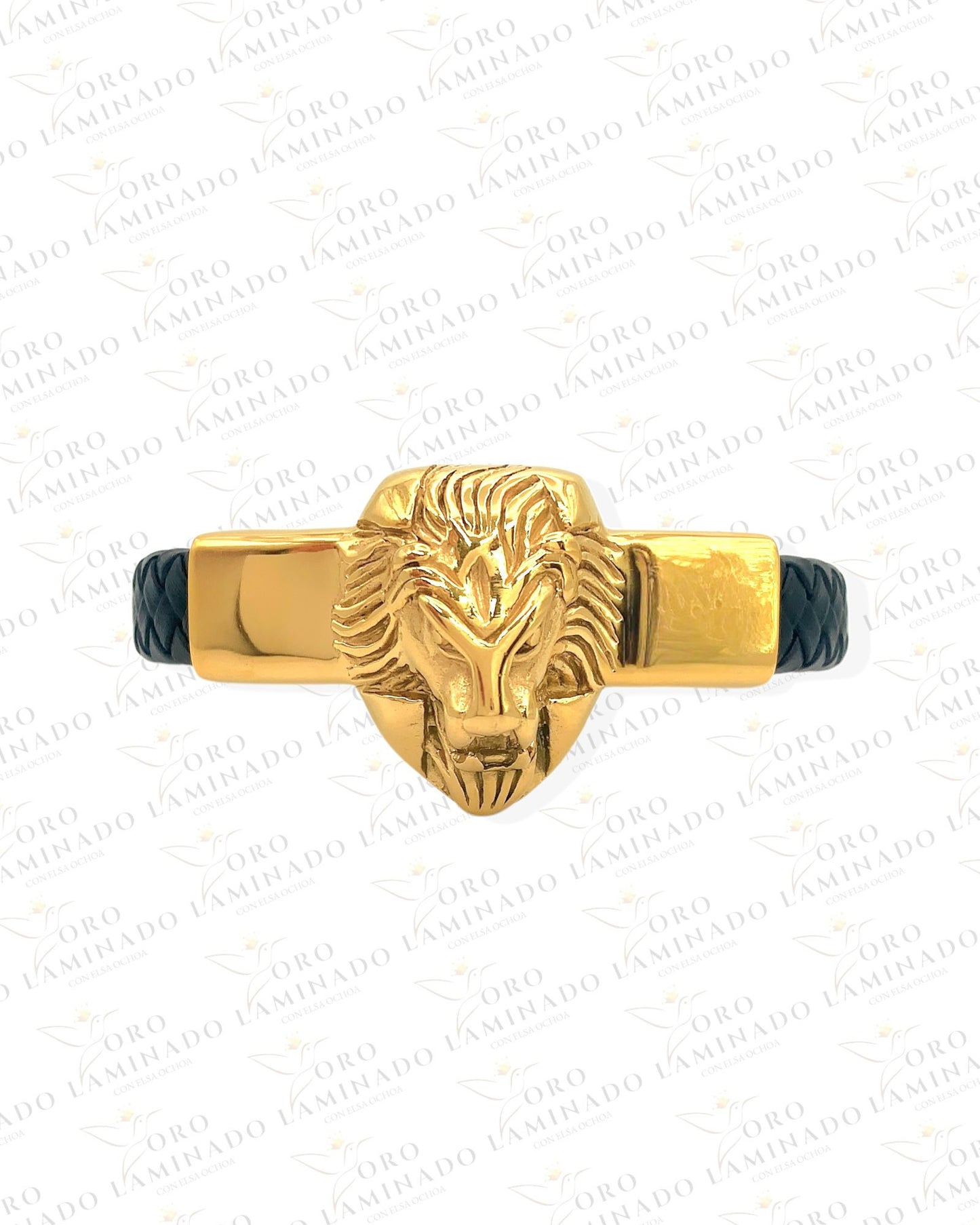 Stainless Steel/ Leather Lion Bracelet B257
