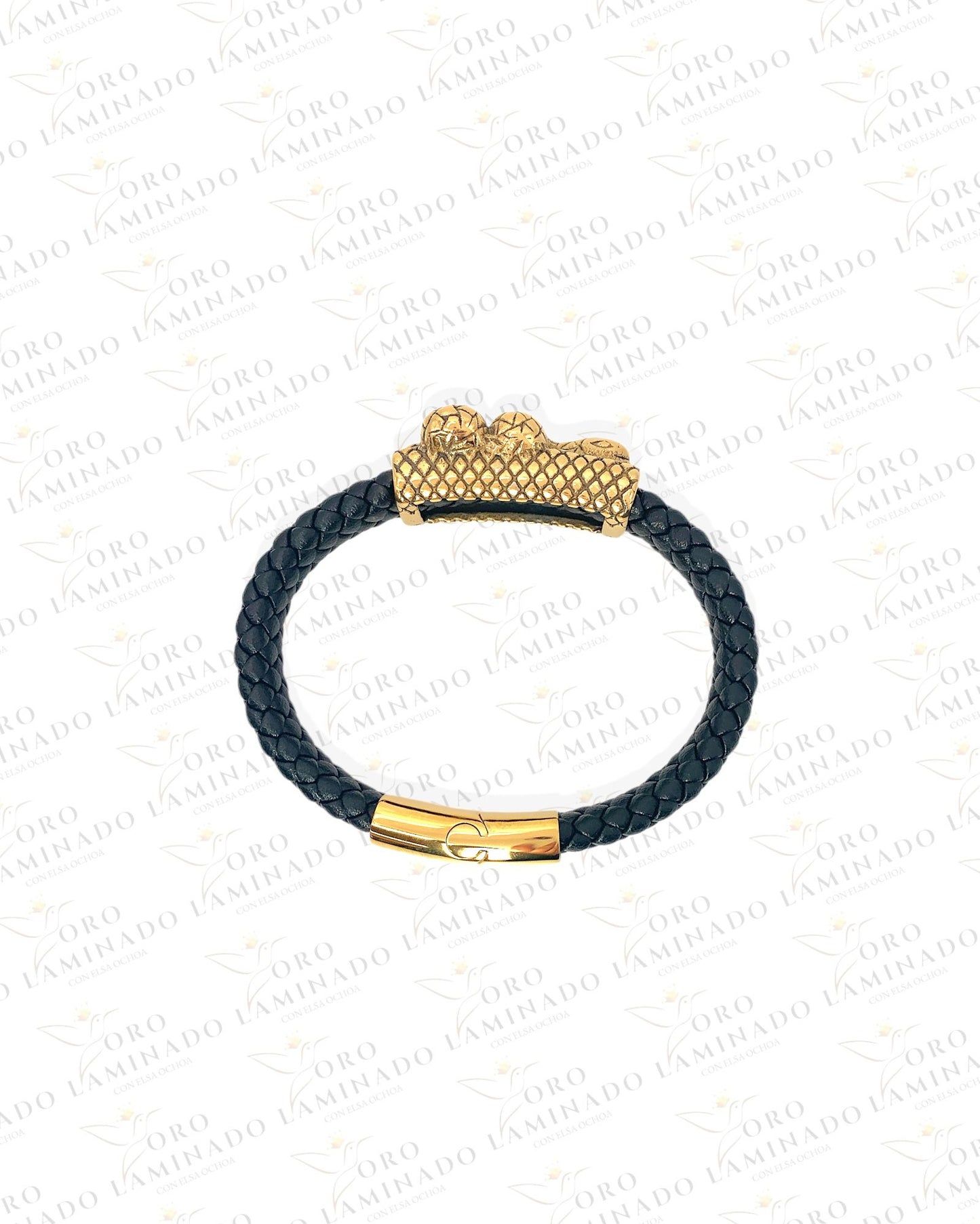 Stainless Steel/Leather Snake Bracelet B259