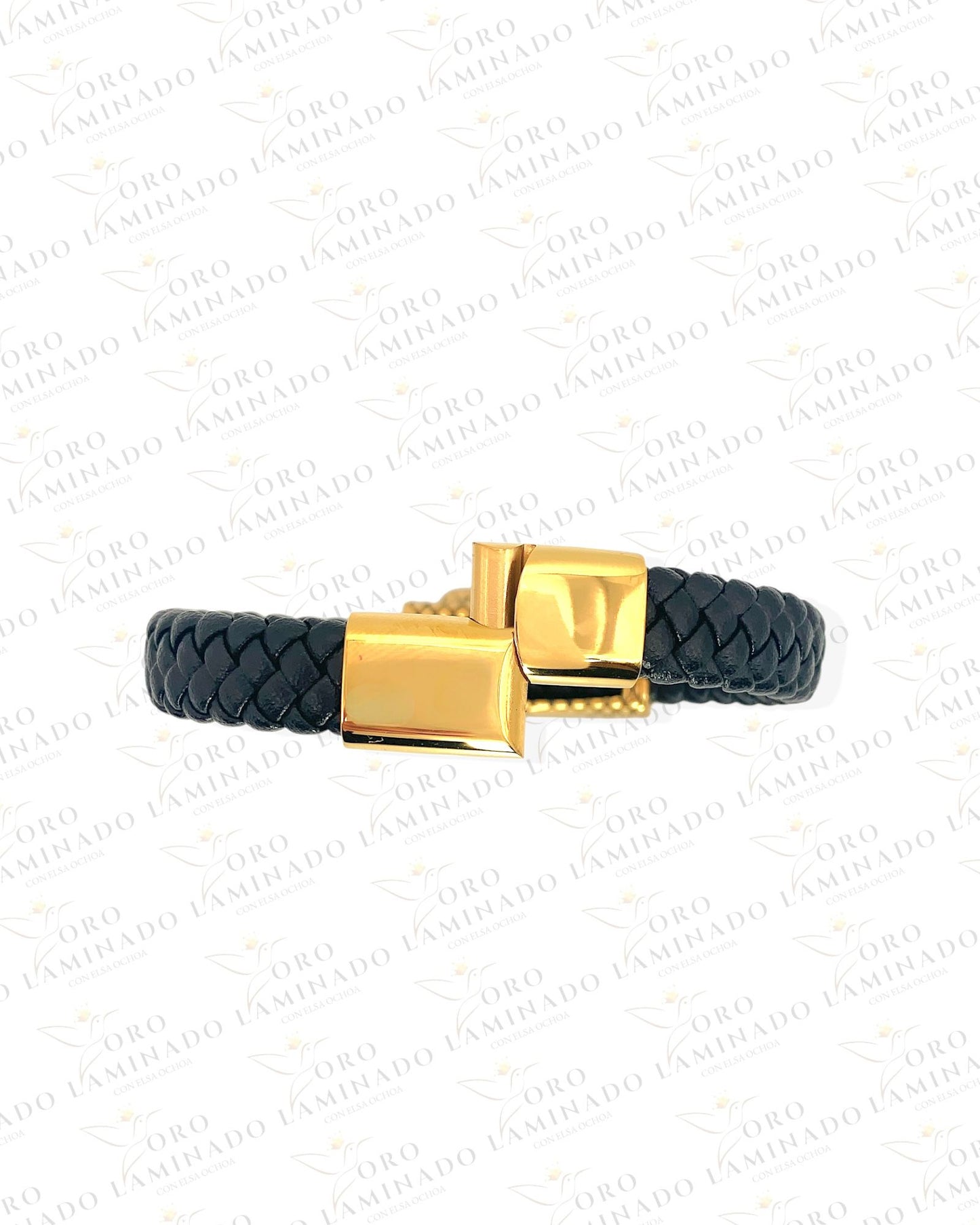 Stainless Steel/Leather Snake Bracelet B259