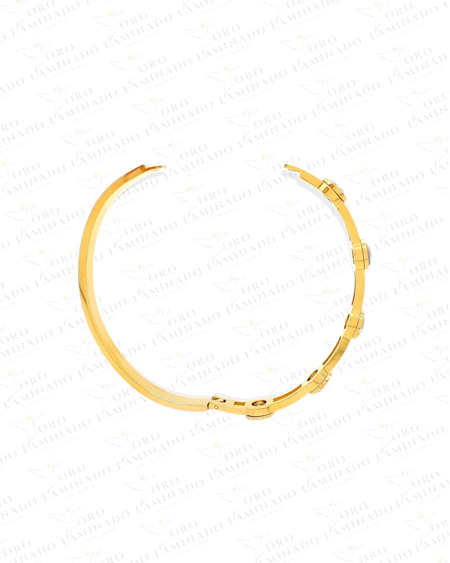 Stainless Steel Bangle Bracelet with Zirconia C146