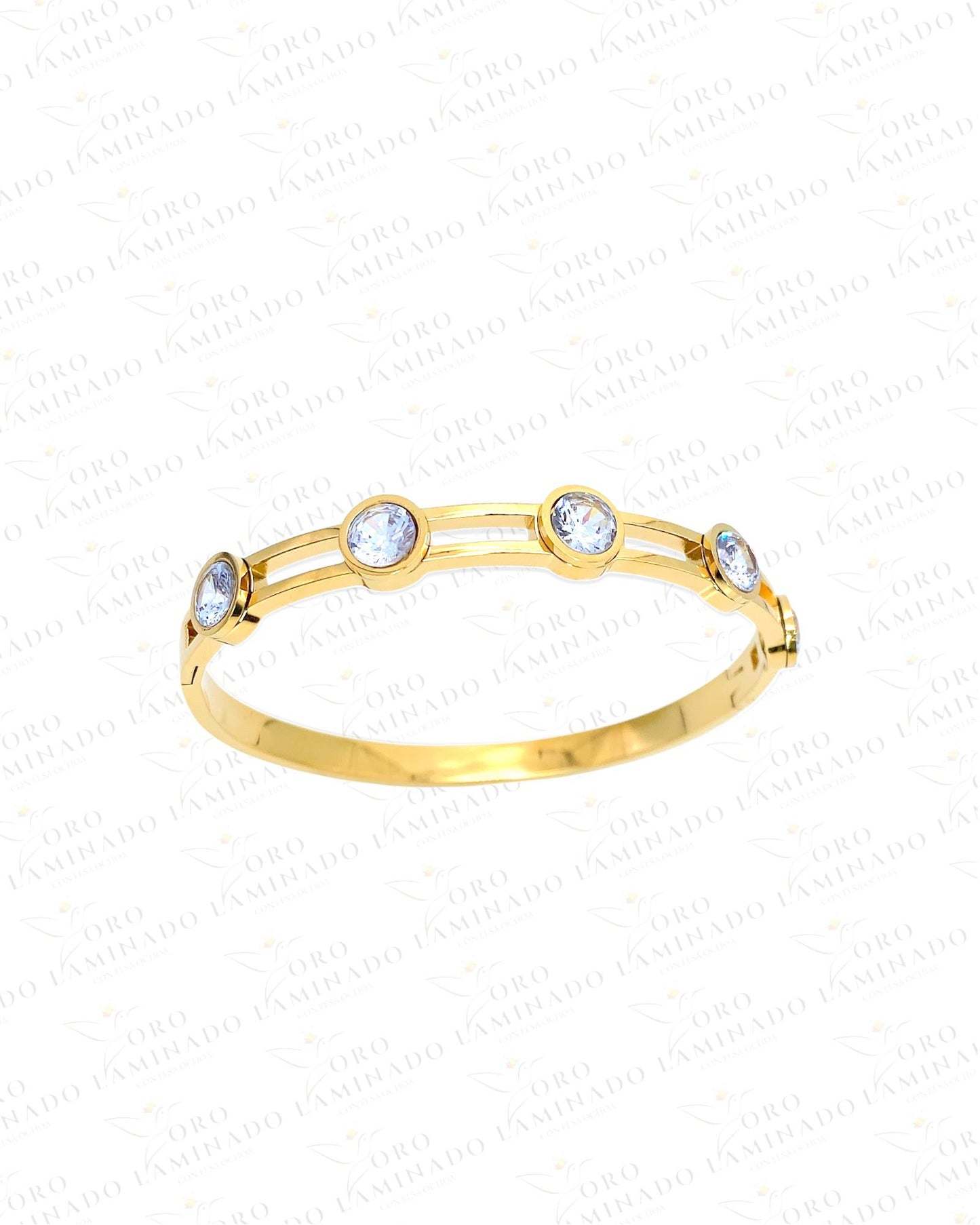 Stainless Steel Bangle Bracelet with Zirconia C146