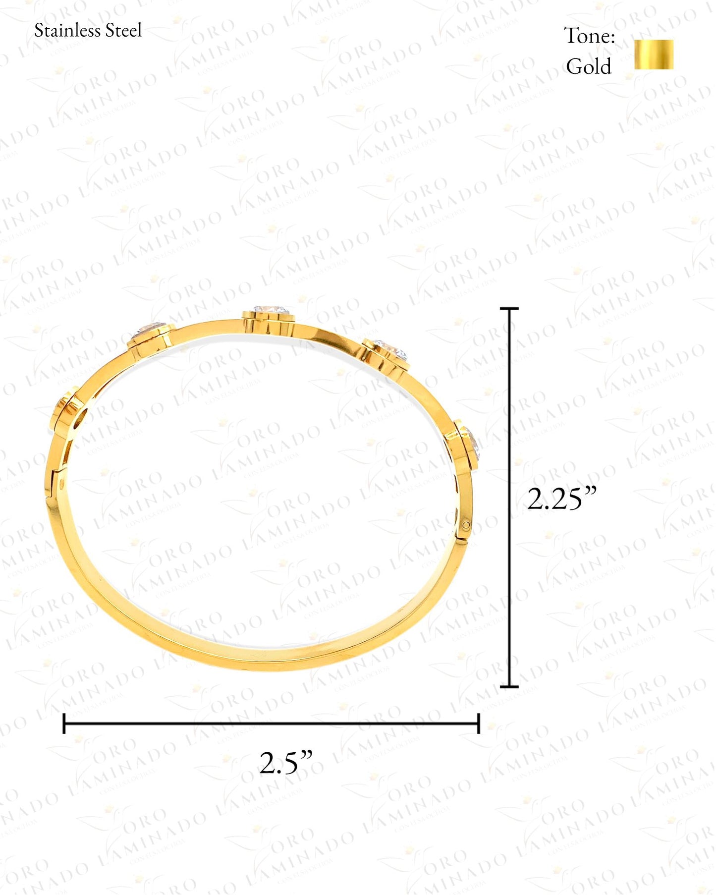 Stainless Steel Bangle Bracelet with Zirconia C146