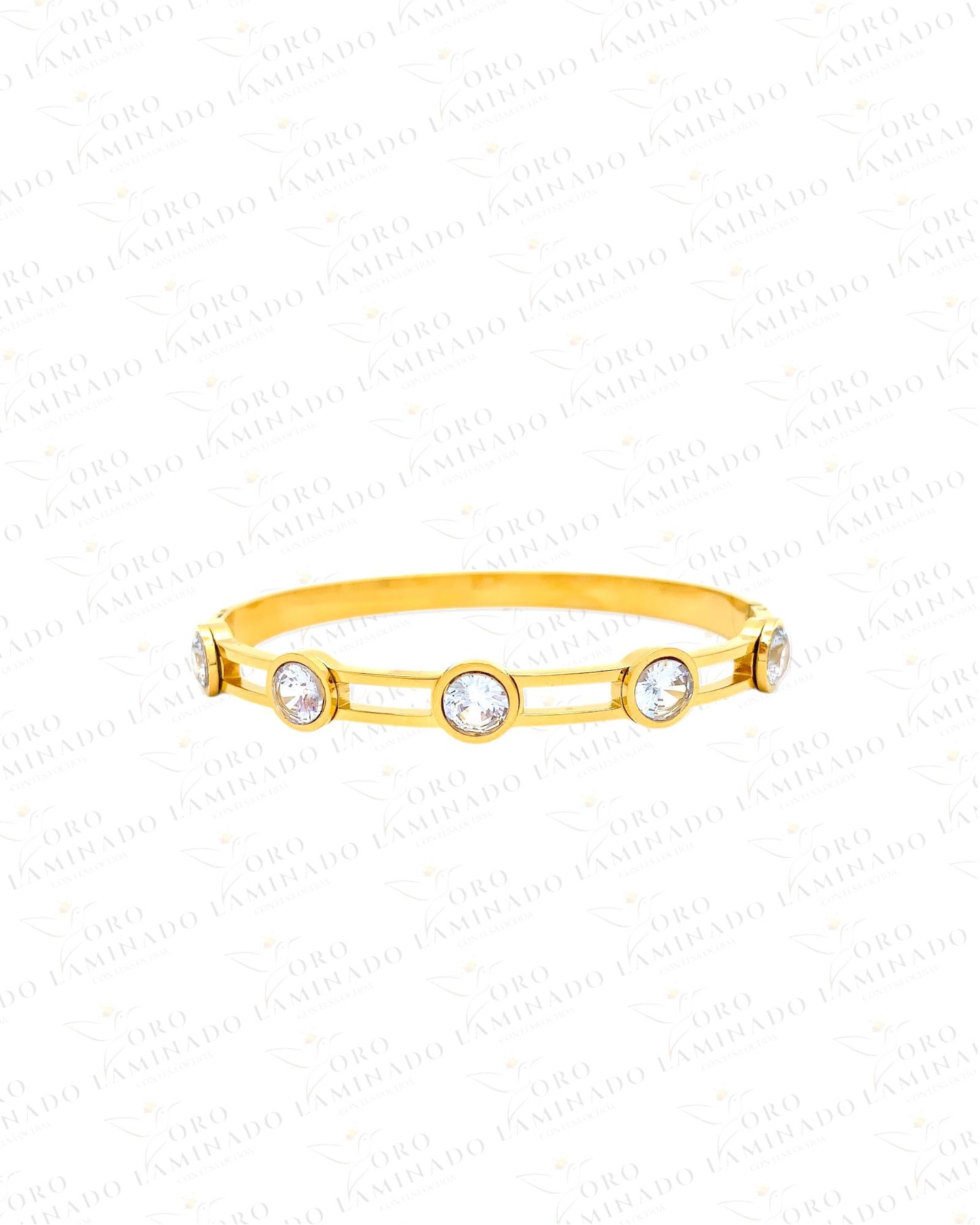 Stainless Steel Bangle Bracelet with Zirconia C146