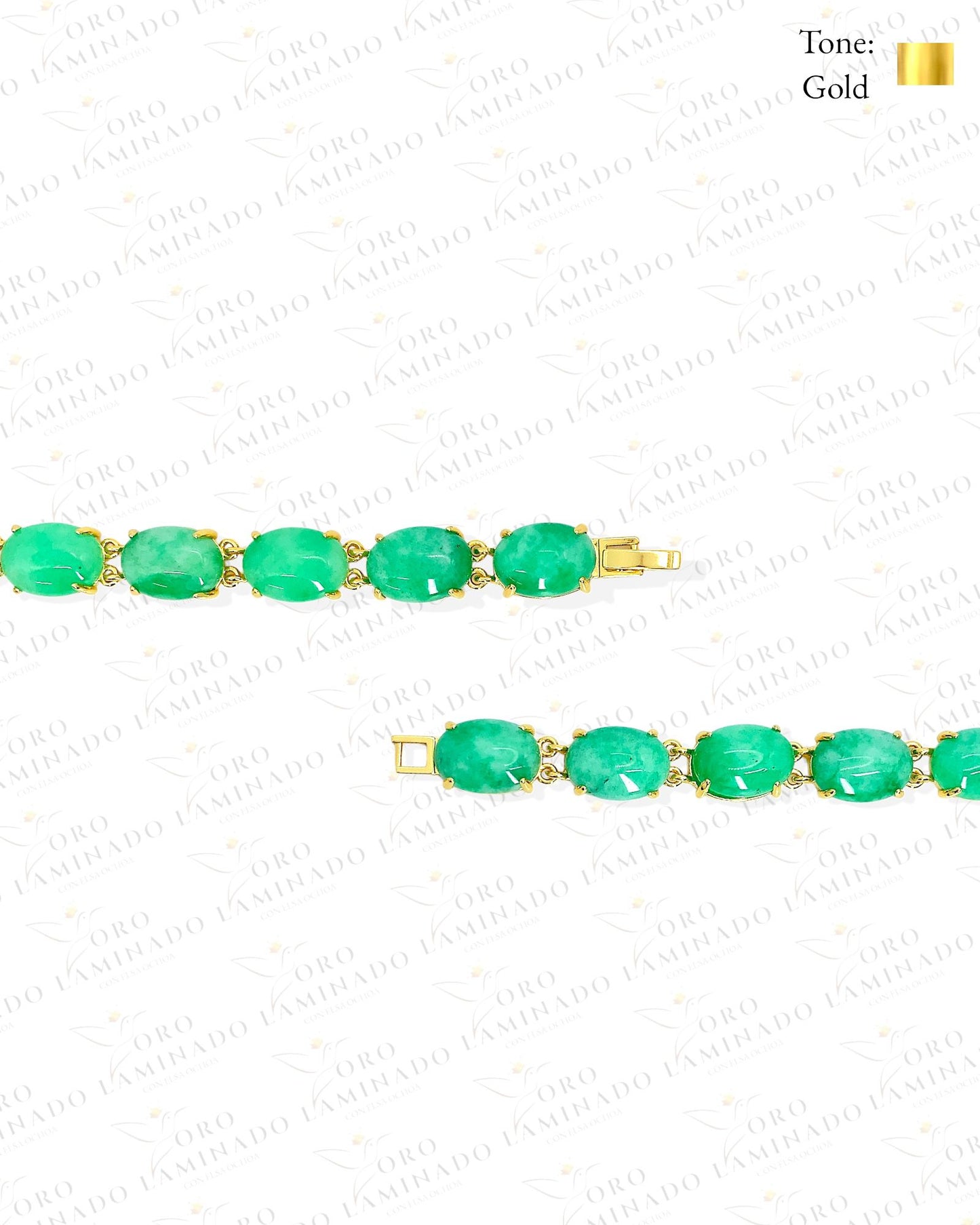 Green Round Stone Gold Bracelet R51