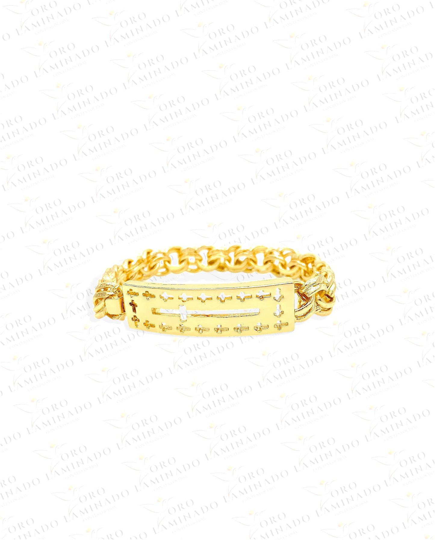 Plate Bracelet with Cross G346