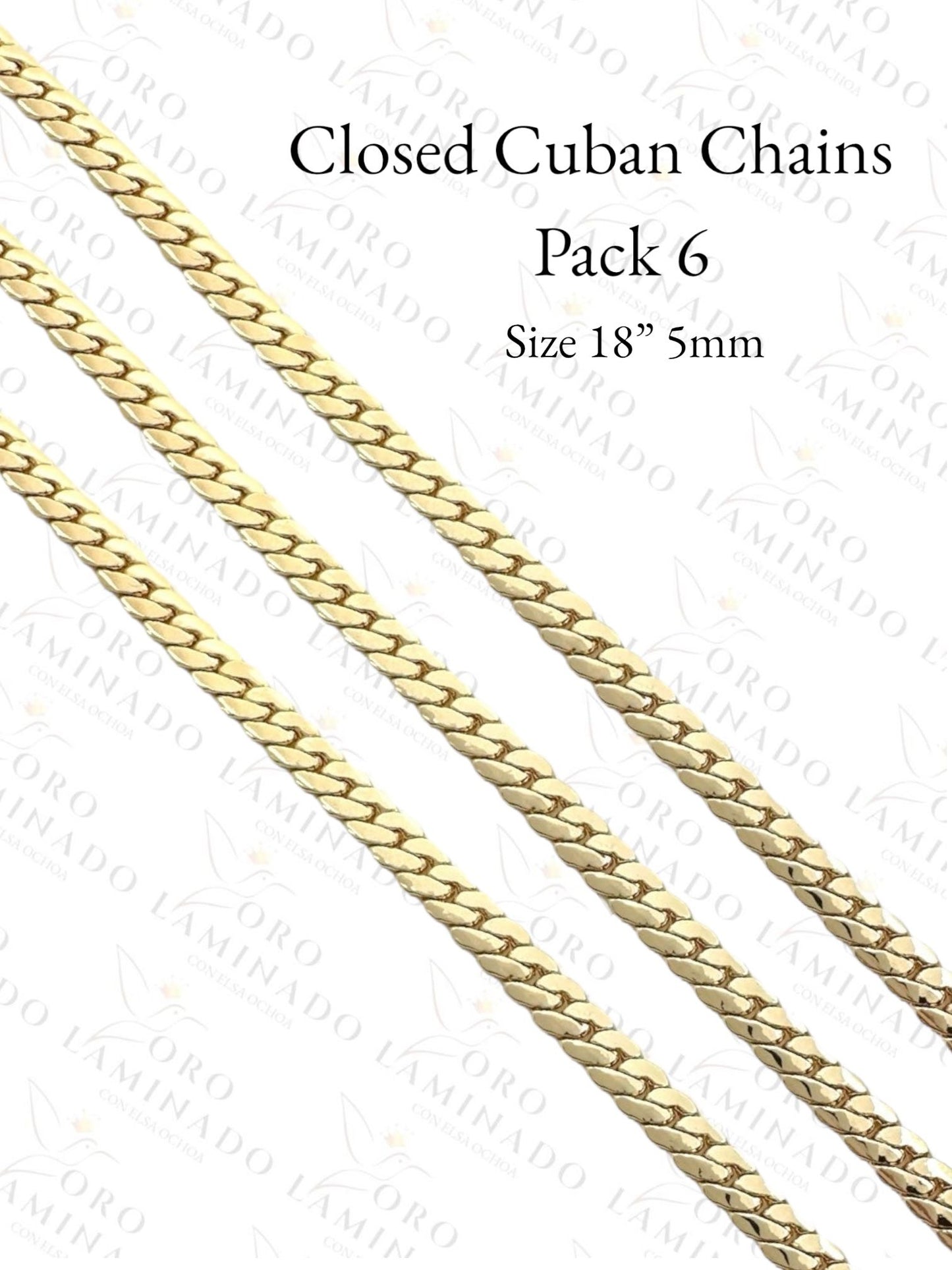 Closed Cuban Chains Pack of 3 Size 18" 5mm R270