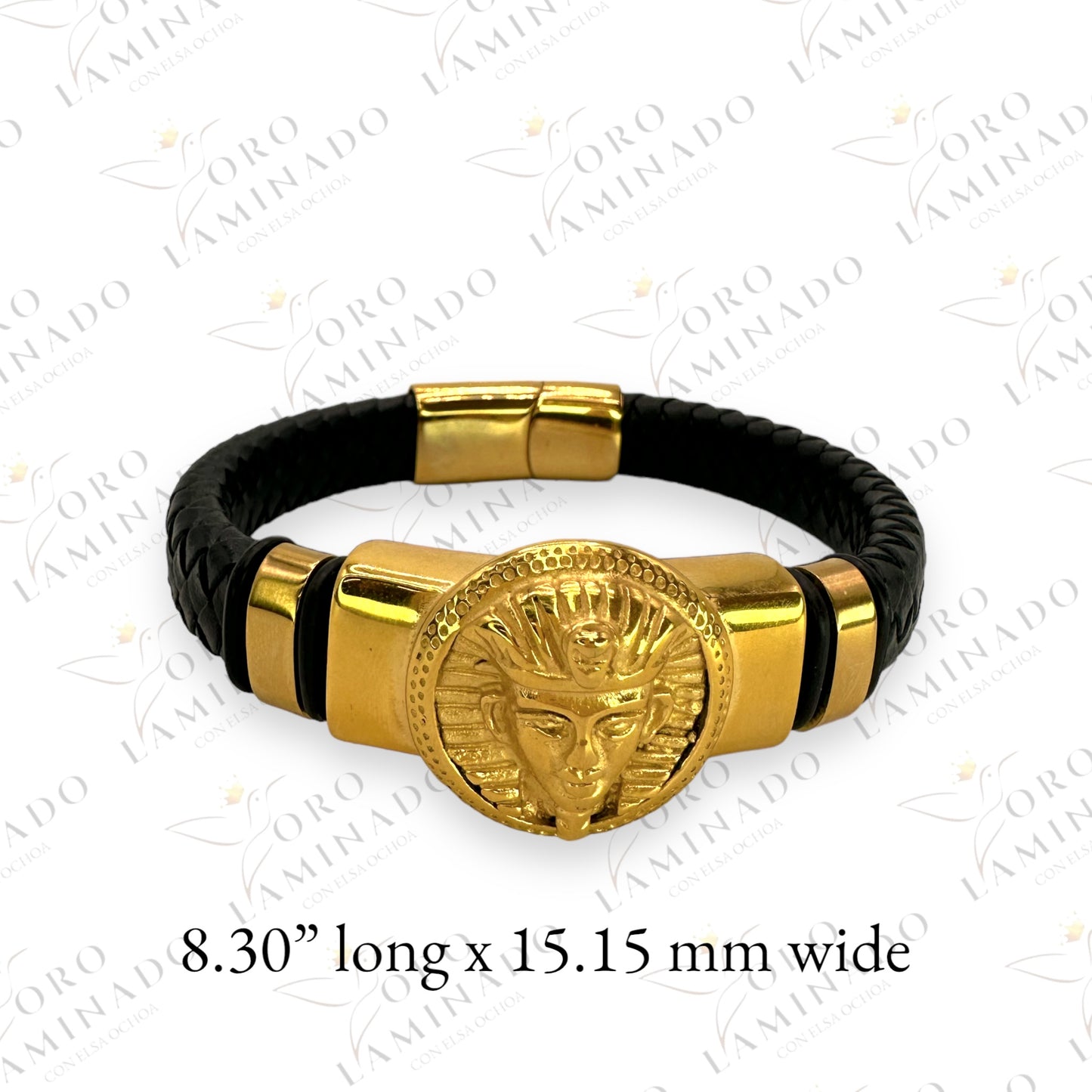 Pharaoh Leather Stainless Steel Bracelet B258
