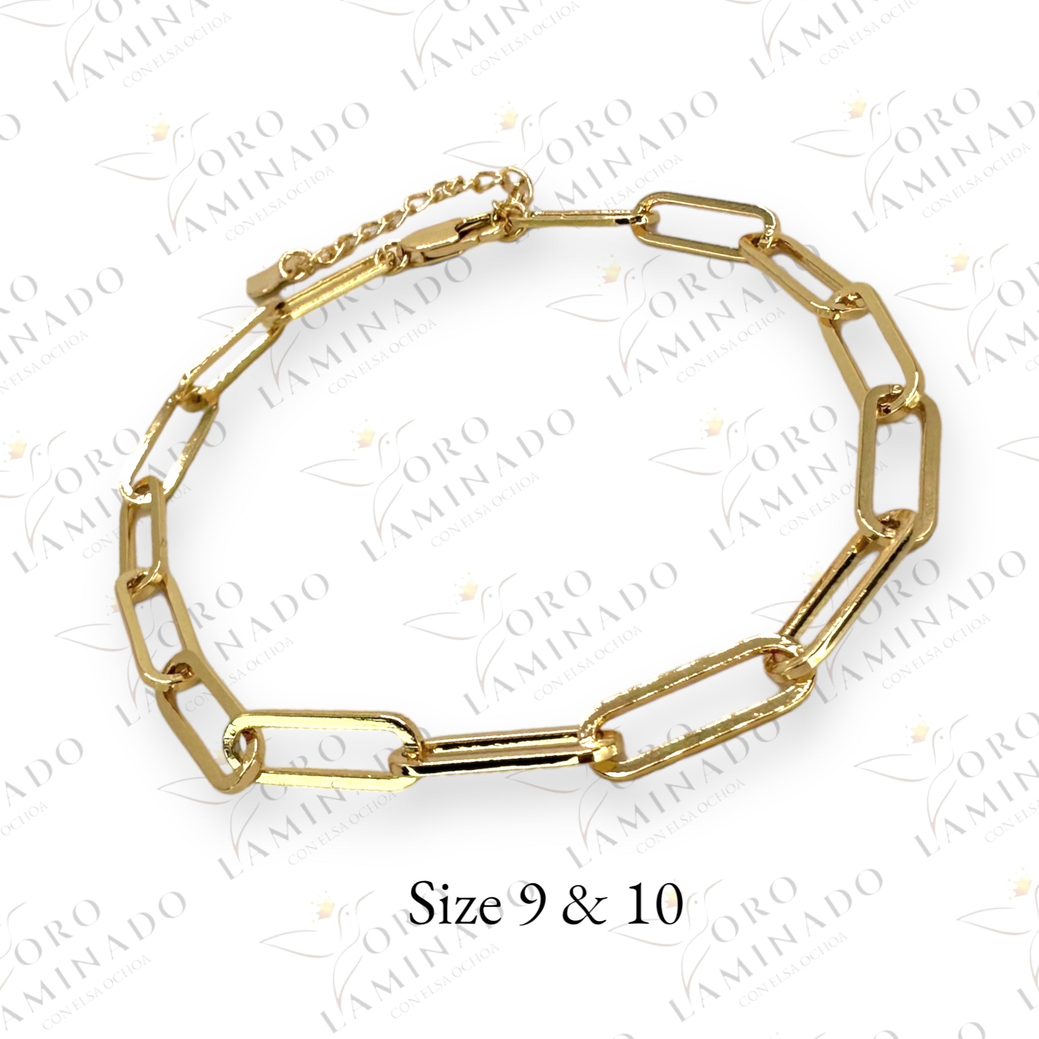 Paper clip anklet B274 Oro Laminado Elsa