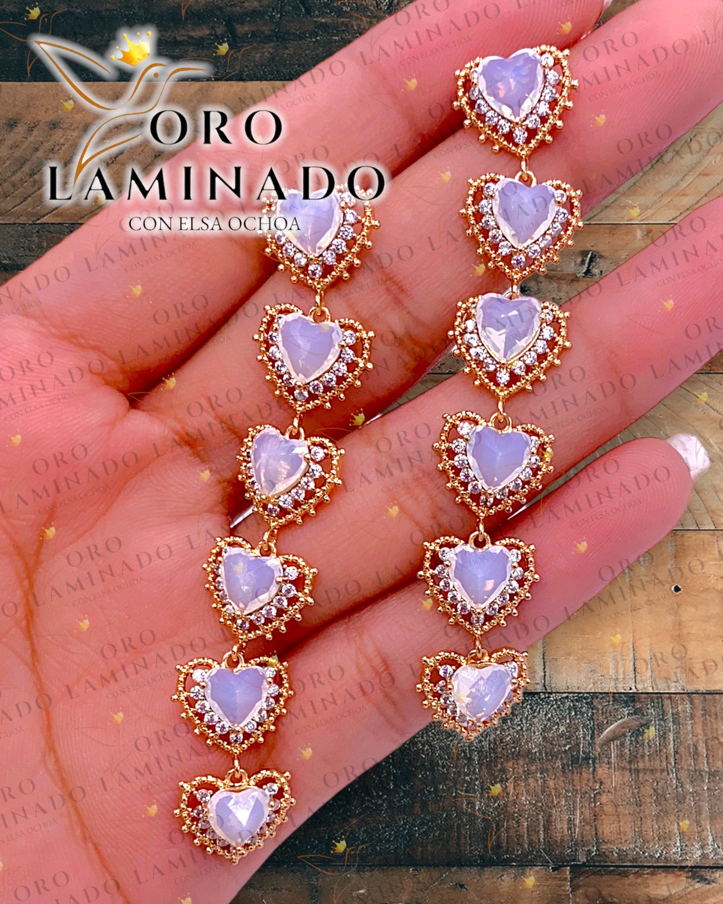 High Quality 2.75” Long Milky White Heart Earings B207