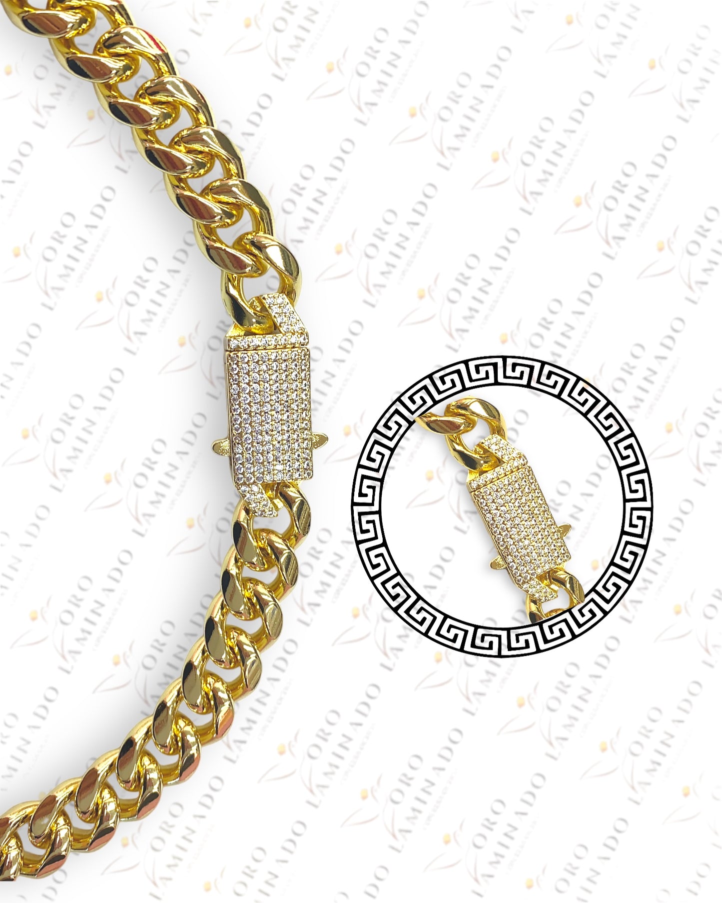 Gold Filled 10mm Cuban Chain With Diamond Clasp Y96