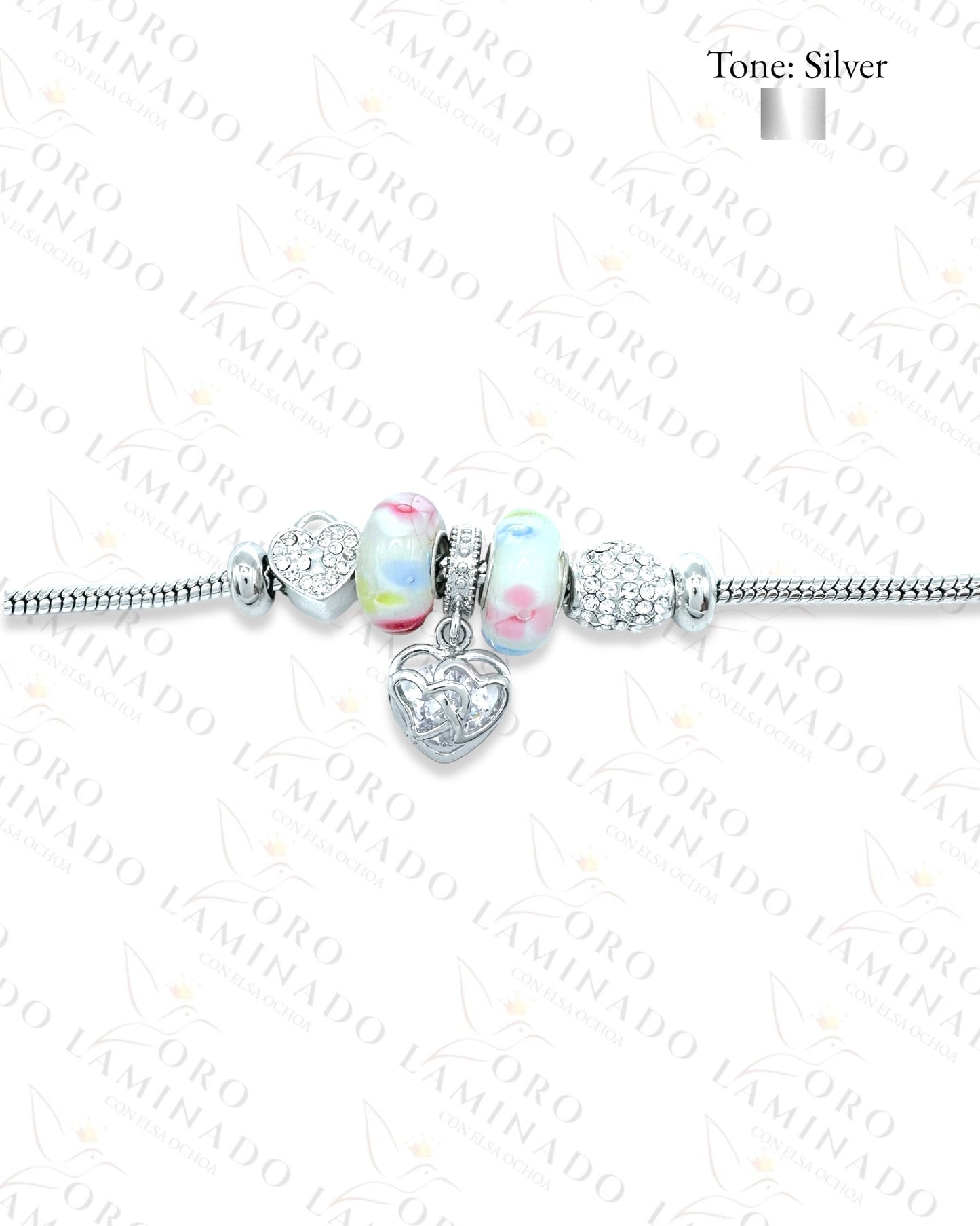 High Quality Crystal Heart Charm Bracelet B316