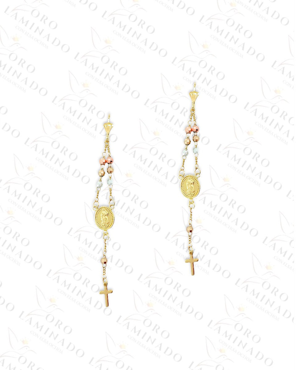 Virgen Mary Three Tones Earrings R1