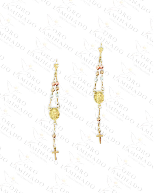 Virgen Mary Three Tones Earrings R1