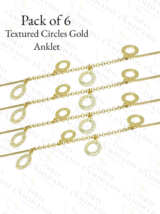 High Quality Gold Circles Anklet (Pack of 6) G170