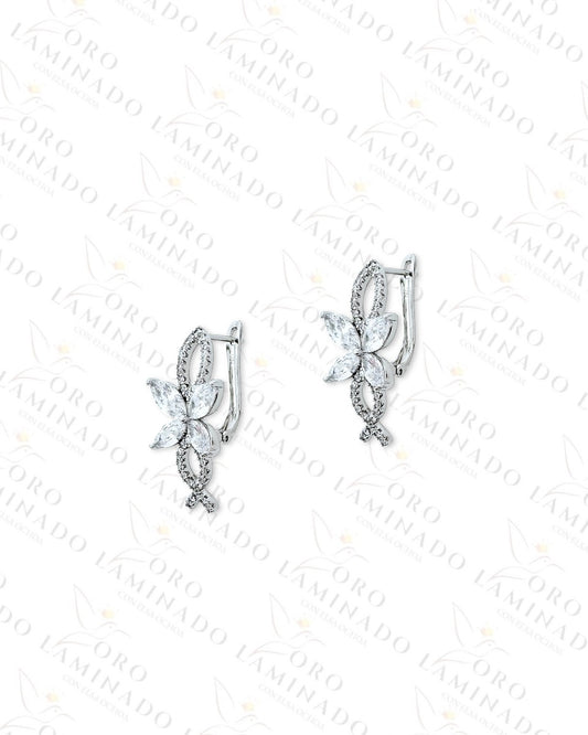 High Quality Silver Flower Earrings Y473