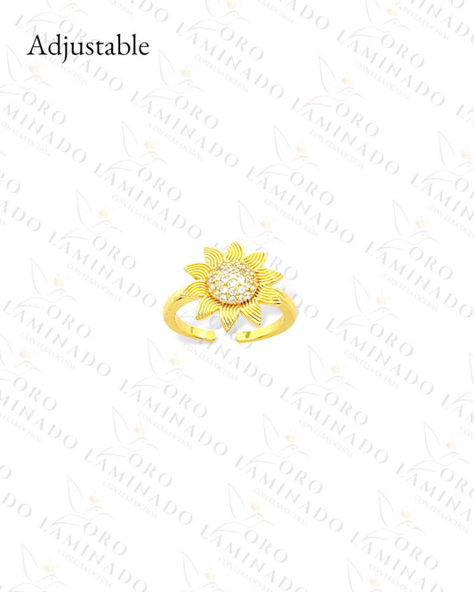 Adjustable Sparkling Sunflower Ring (Gold Filled) G213