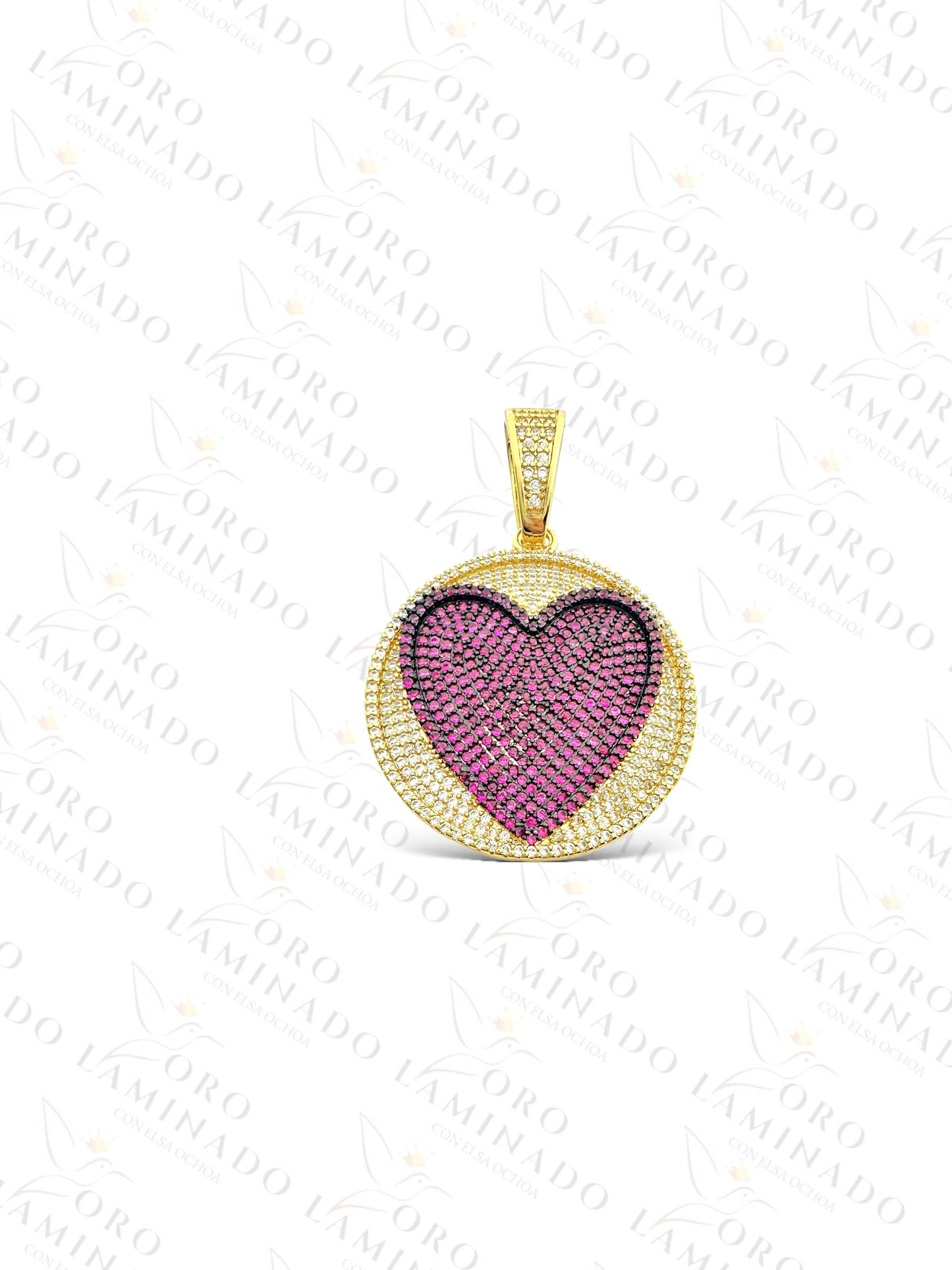 Gold Filled Purple Round Heart Pendant B128