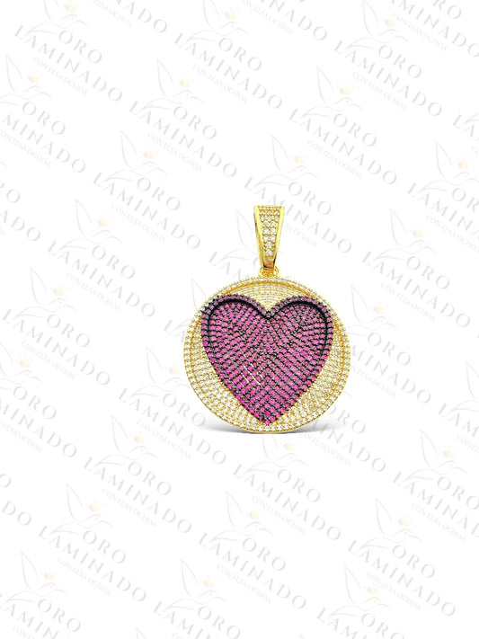 Purple Round Heart Pendant B128