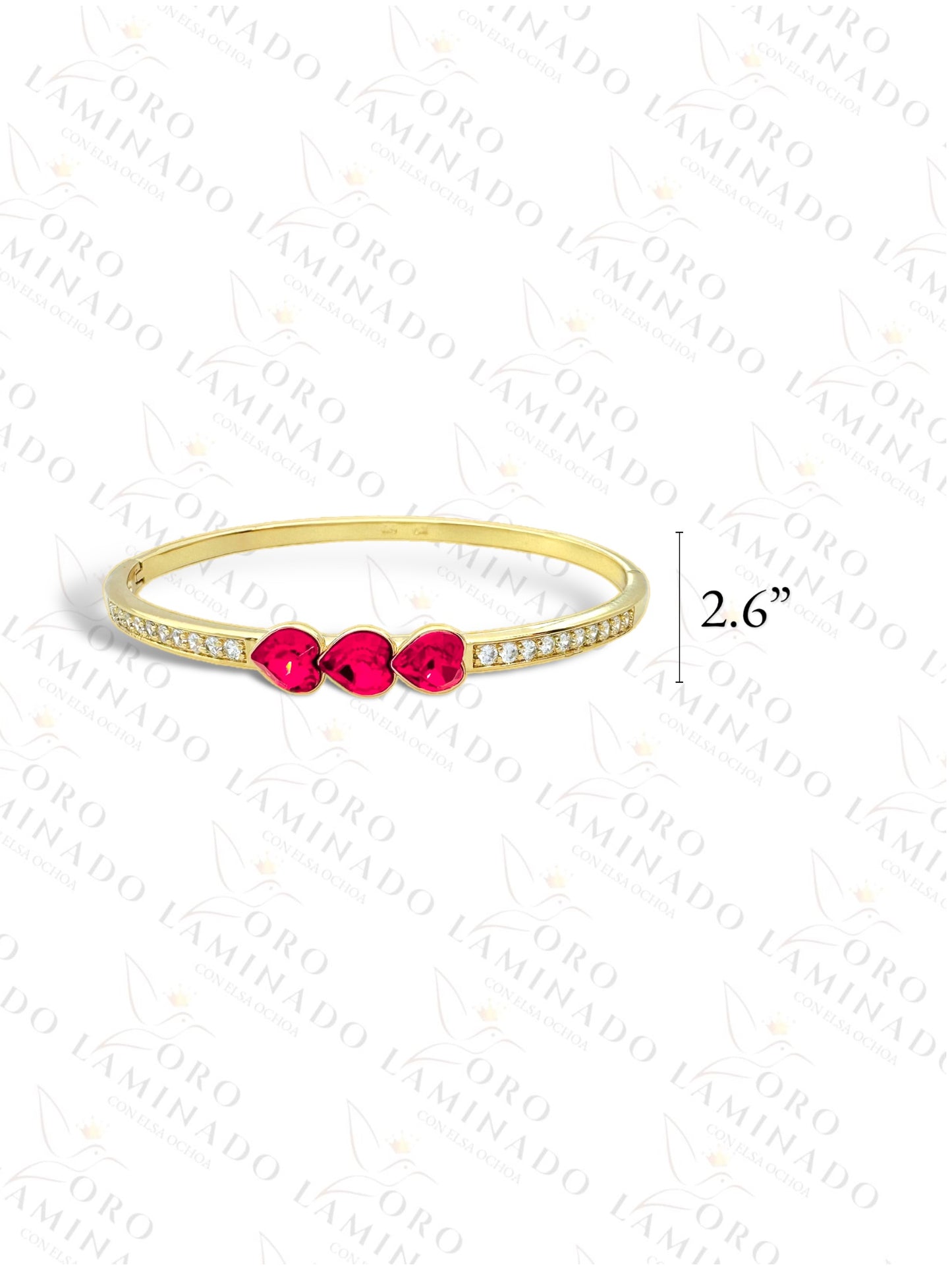 High Quality Red Hearts Bangle Bracelet R394