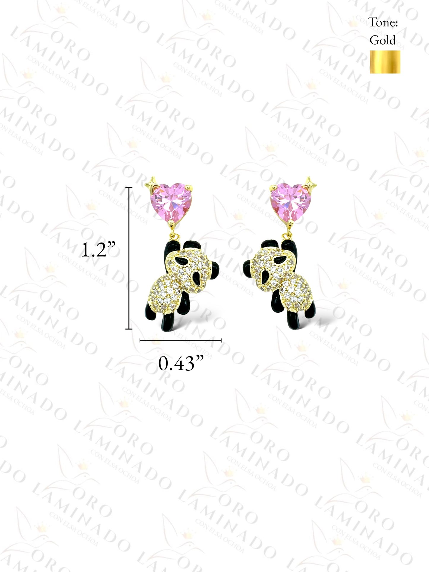 High Quality Panda and the Pink Heart Earrings C232