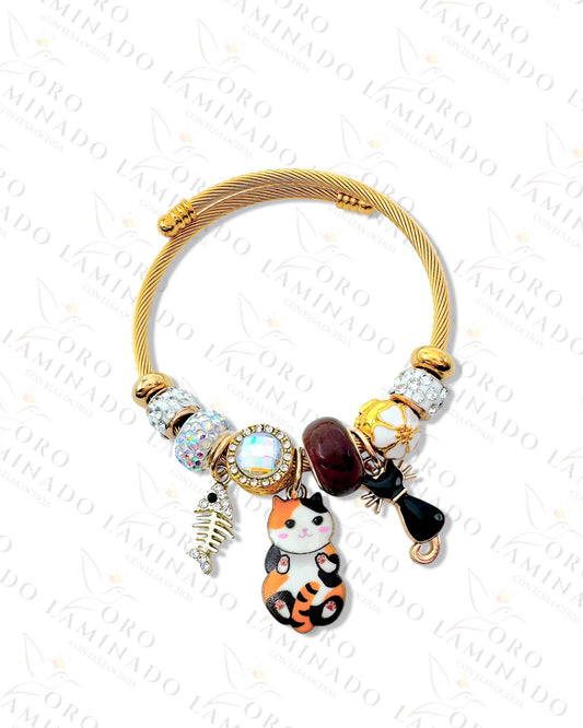 Stainless Steel Cat Charms Bracelet C351