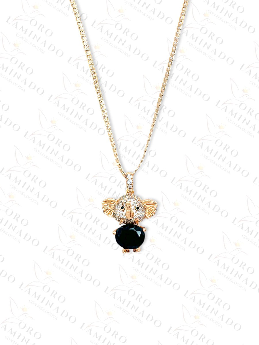 High Quality Dark Stone Elephant Necklace R171