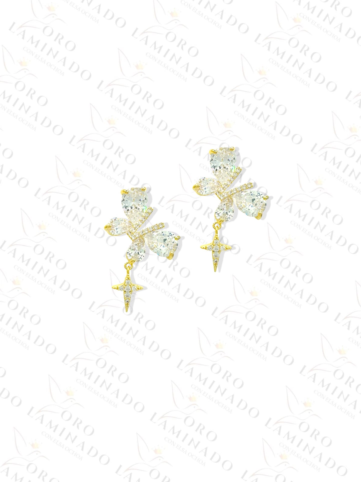 High Quality Clear Gem Butterfly Earrings C192