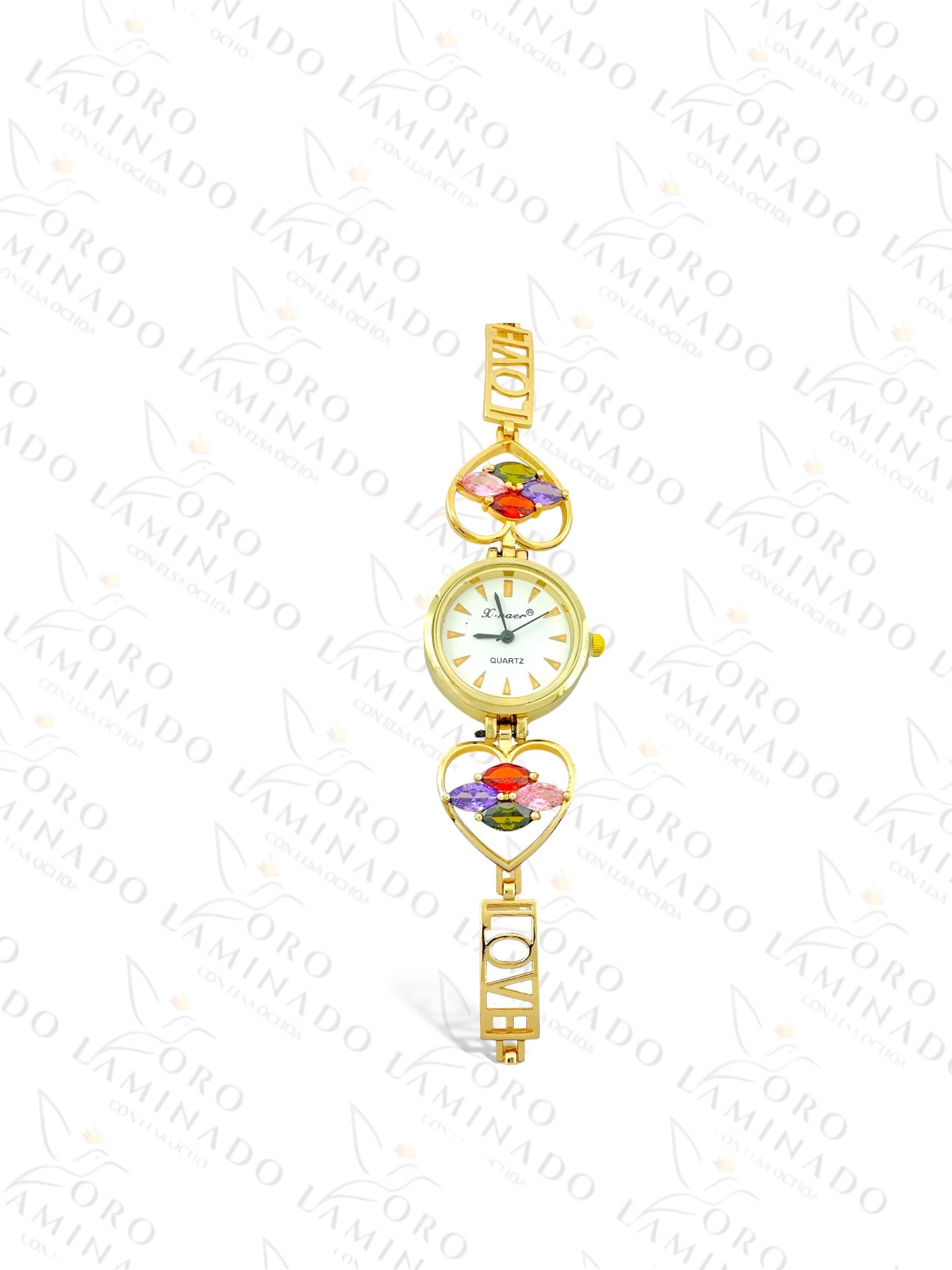 Gold Filled Multi-Color Heart Watch Bracelet R124