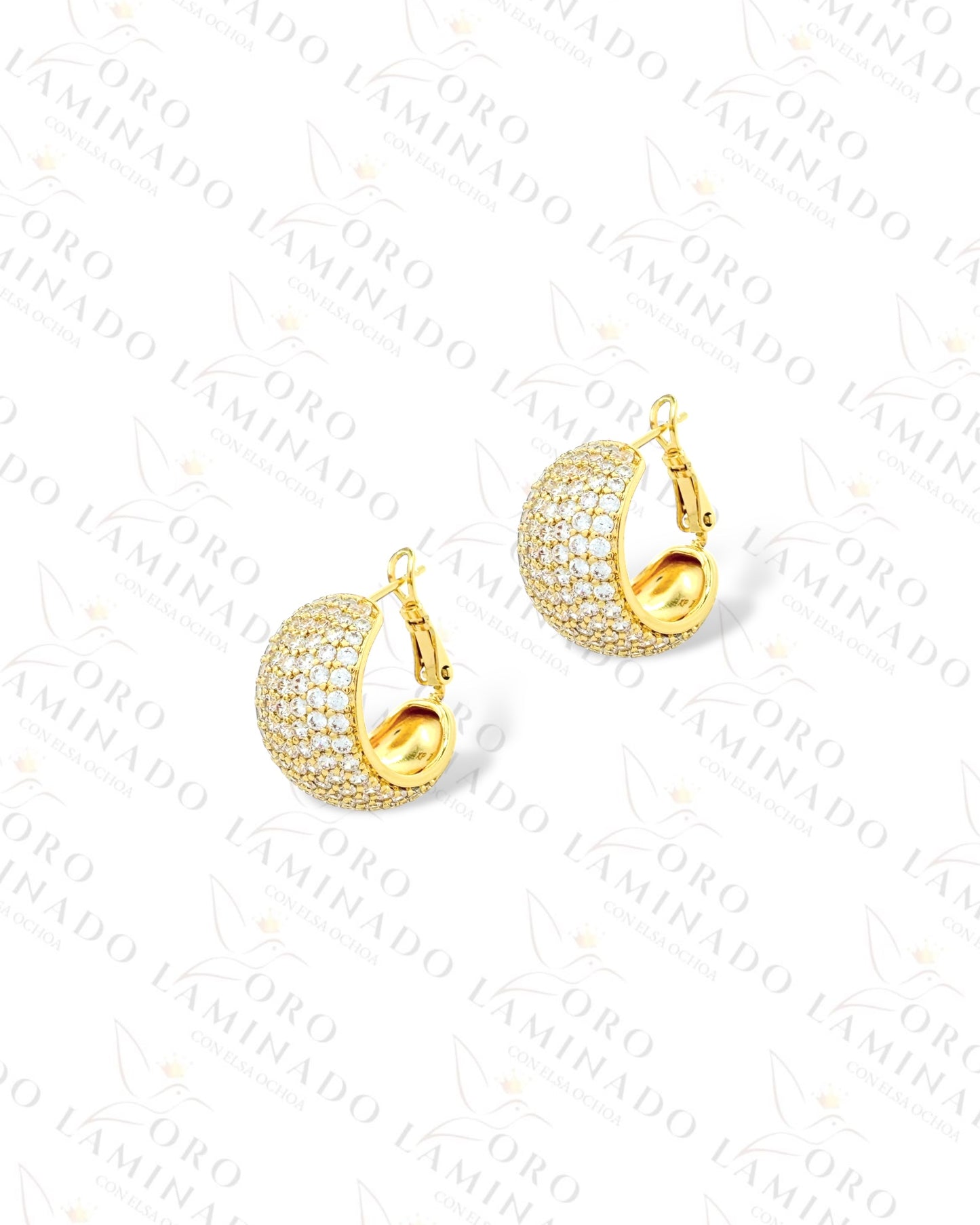 High Quality Diamond Hoop Earrings (Gold Filled) Y287