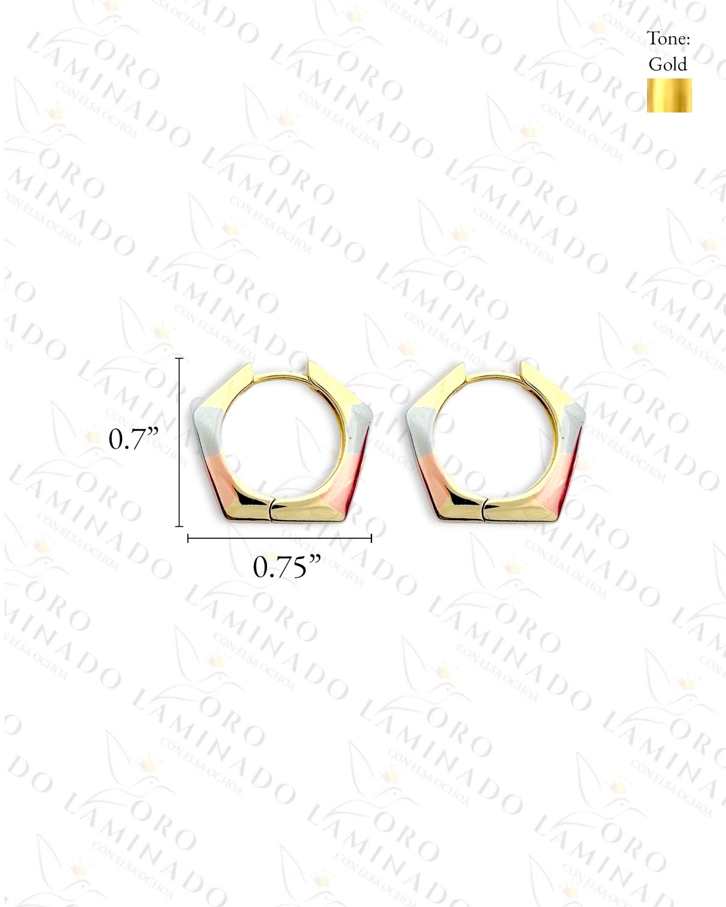 High Quality Pentagon Three Tones Hoop Earrings B325