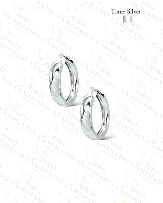 High Quality Large Silver Plain Hoop Earrings C219