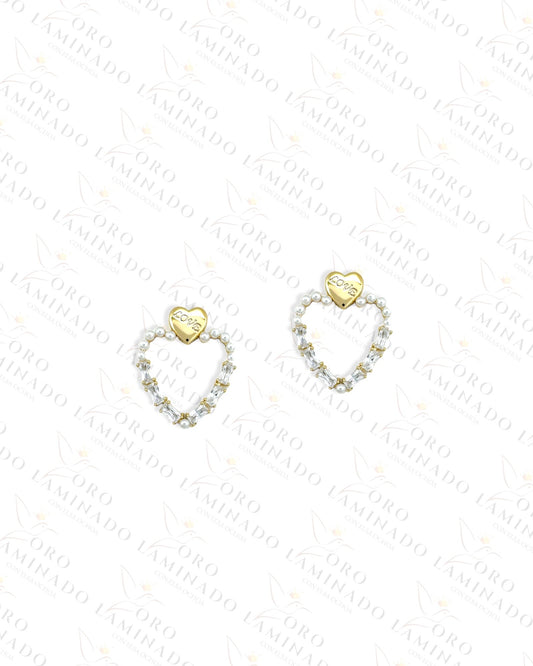 High Quality Pearl Heart Earrings R335