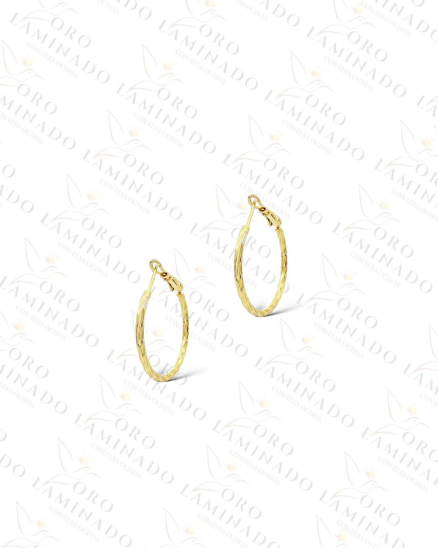 High Quality Textured Hoop Earrings (Gold Filled) R321