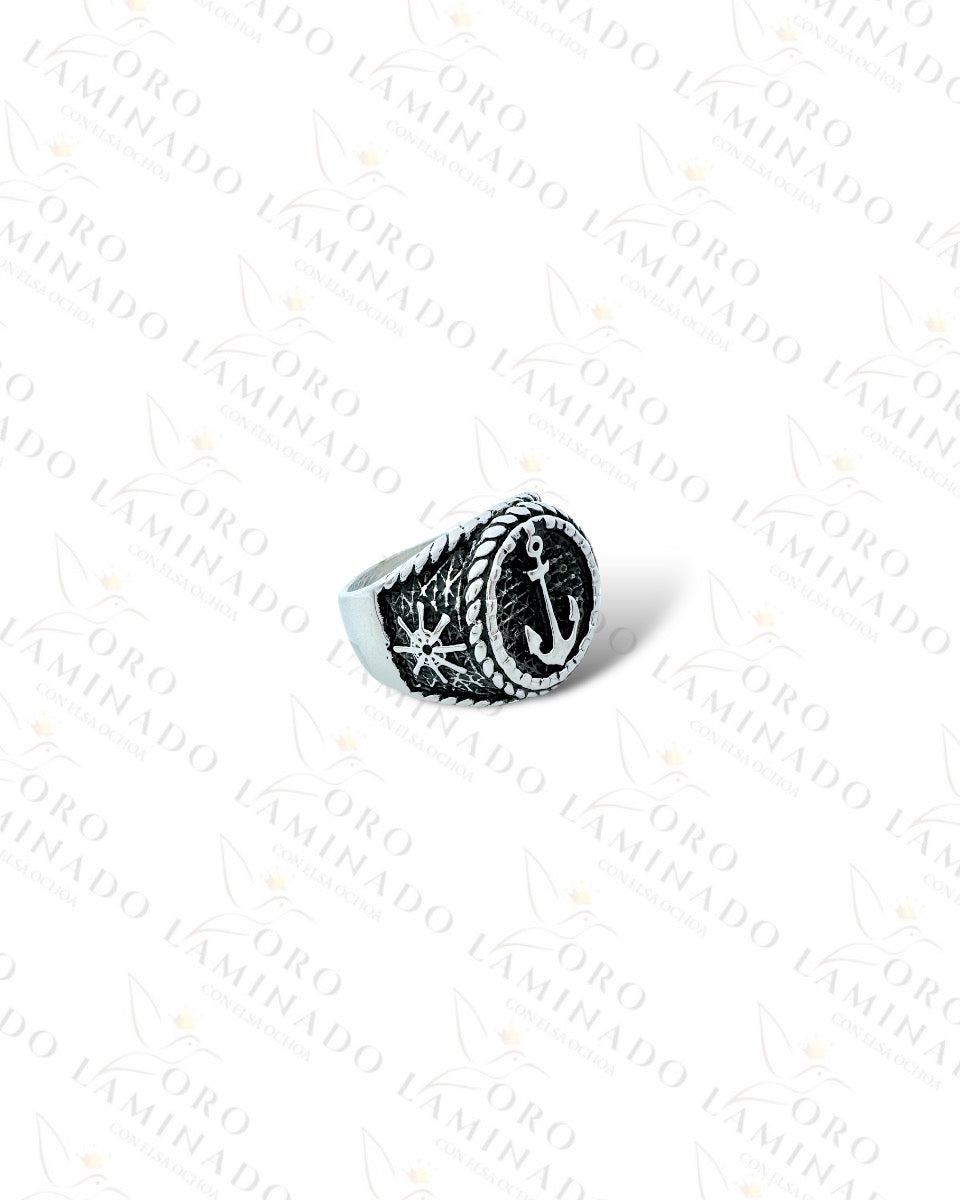 Stainless Steel Silver Anchor Men Ring B204