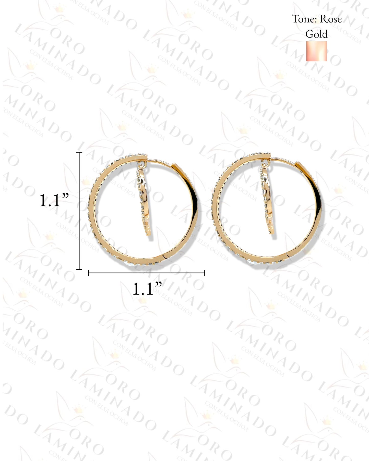 High Quality Diamond Heart Hoop Earrings Y263