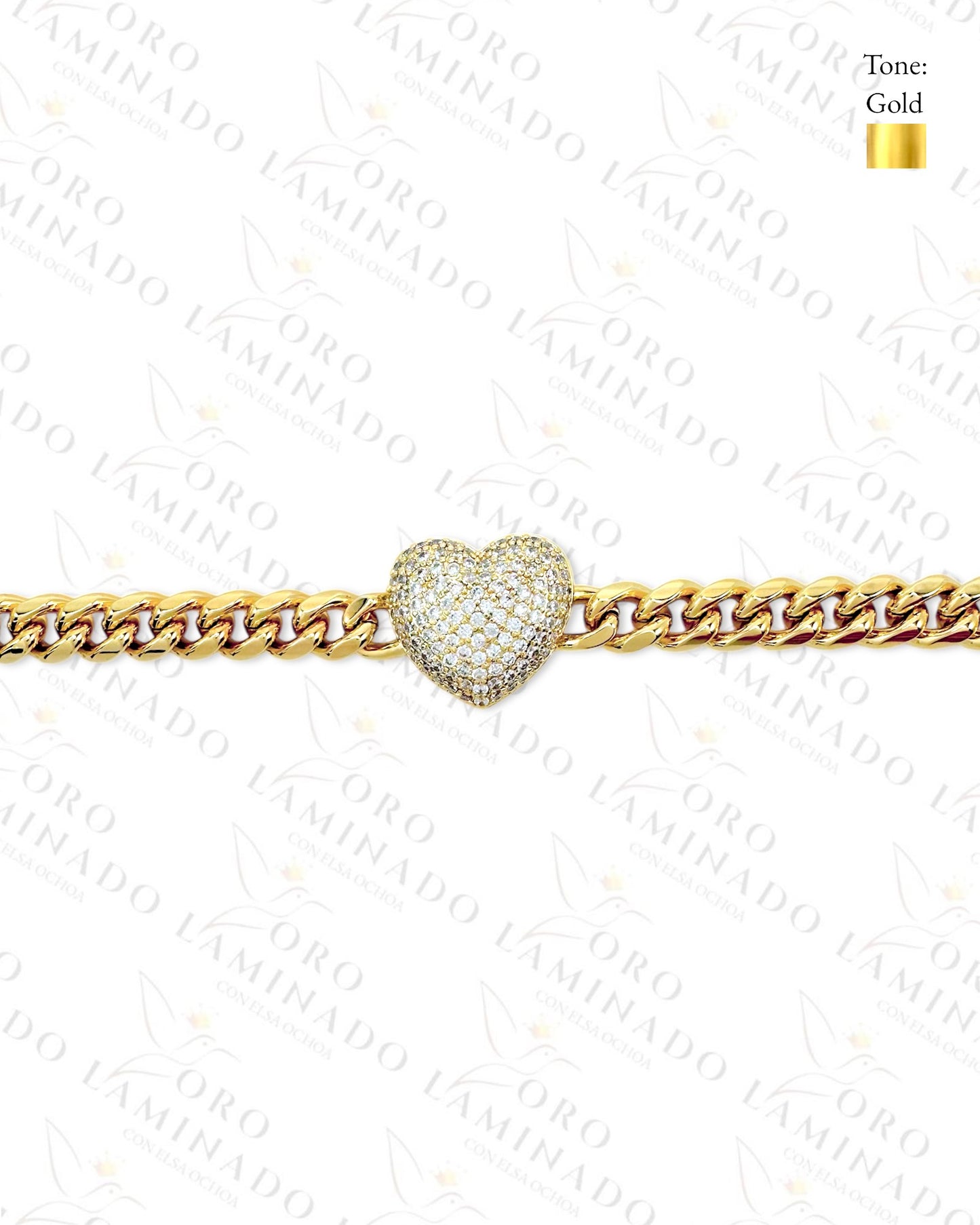 High Quality Gold Filled Diamond Heart Chain Bracelet B119