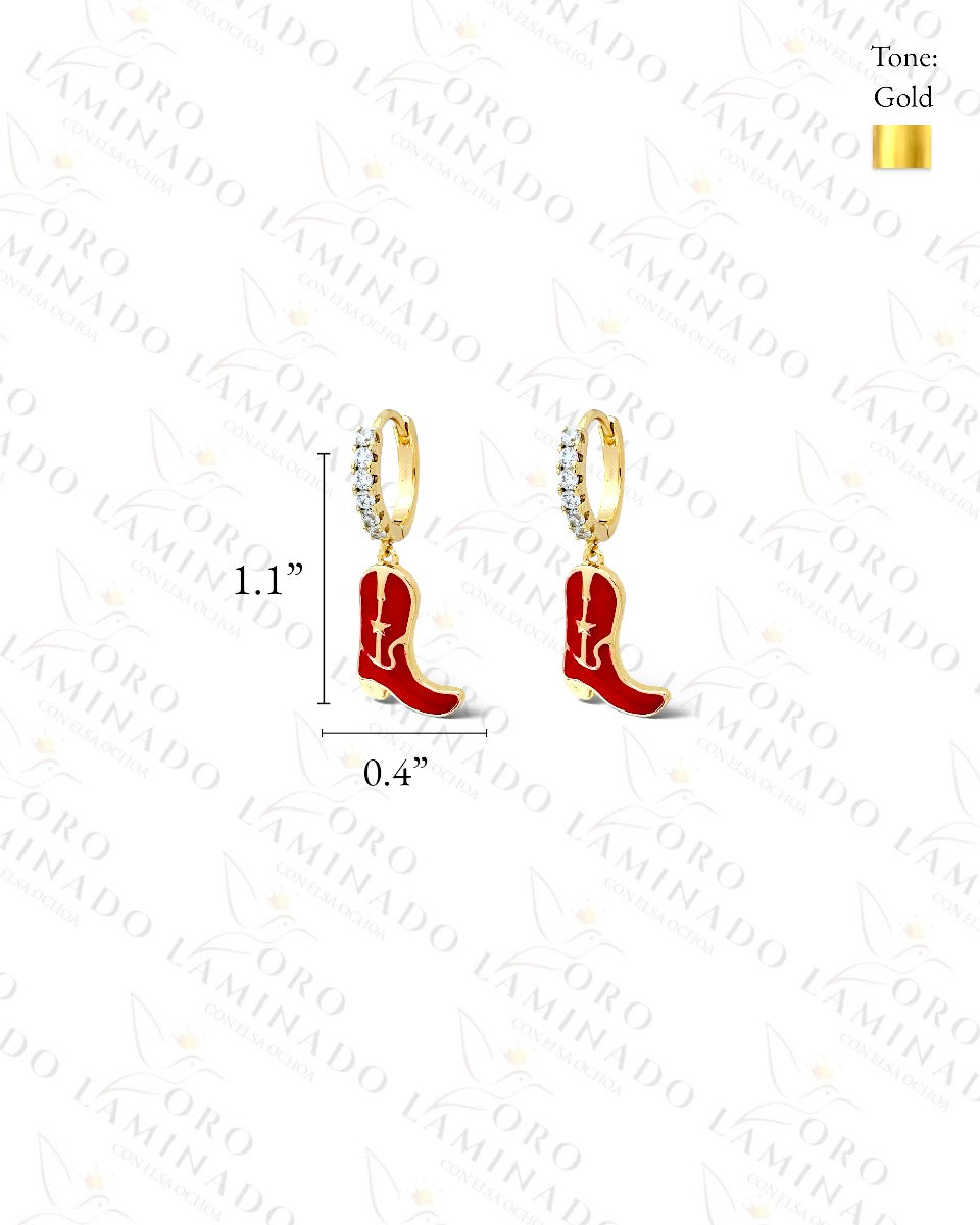 High Quality Cowboy Boots Hoop Earrings (Gold Filled) Y272