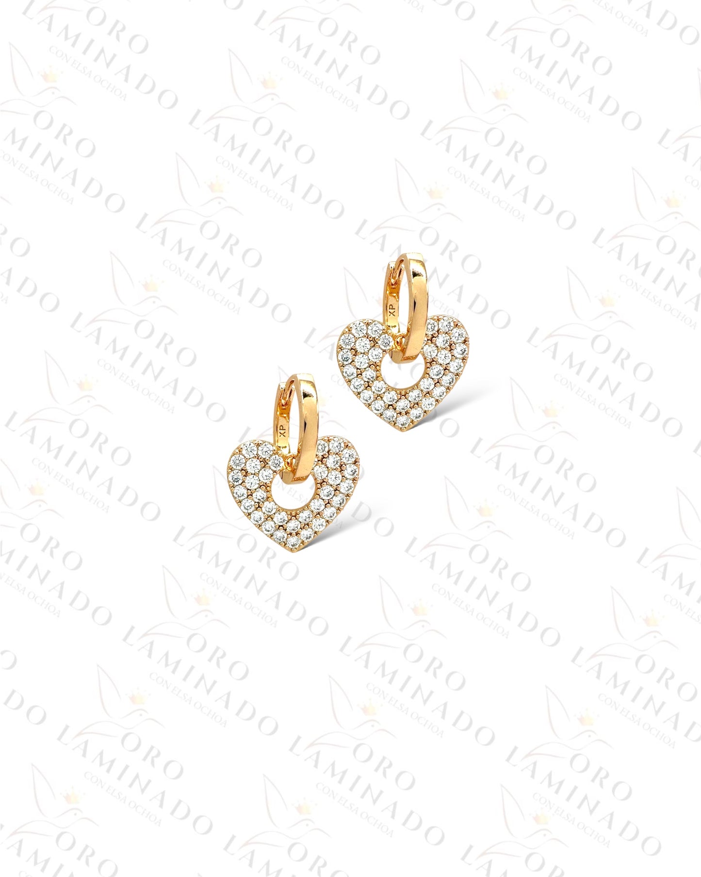 High Quality Diamond Heart Hoop Earrings C118