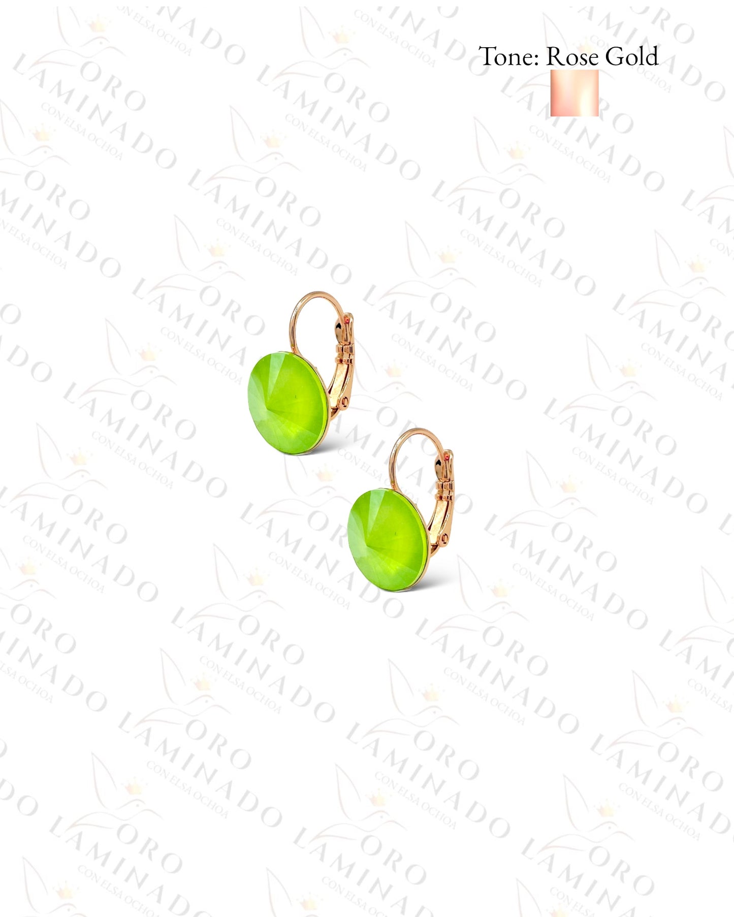 High Quality Lime Green Stone Hoop Earrings Y286