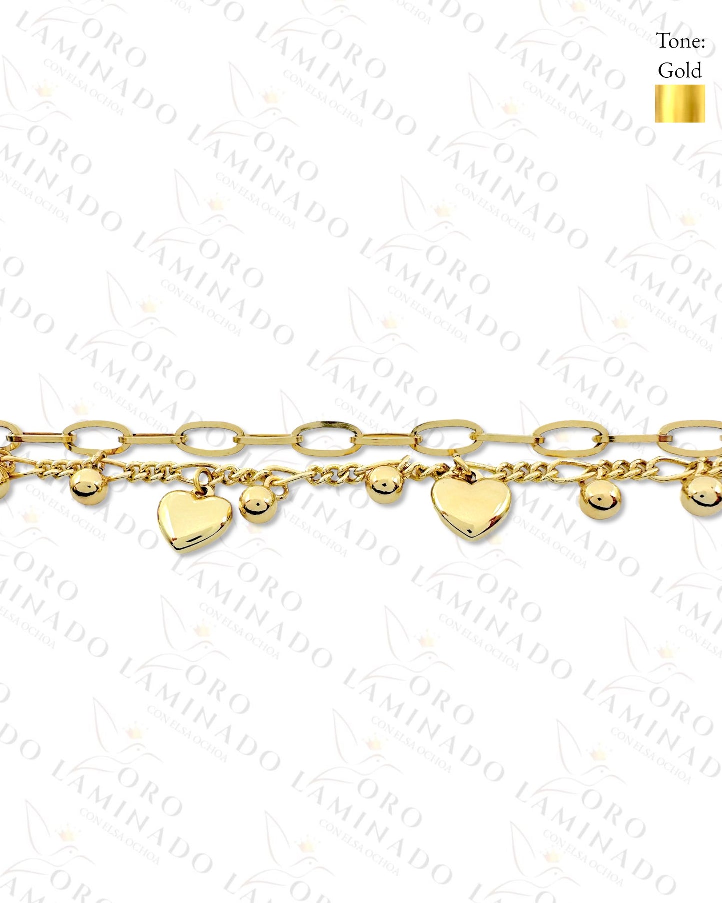 High Quality Gold Filled Double Chain Heart Bracelet R66