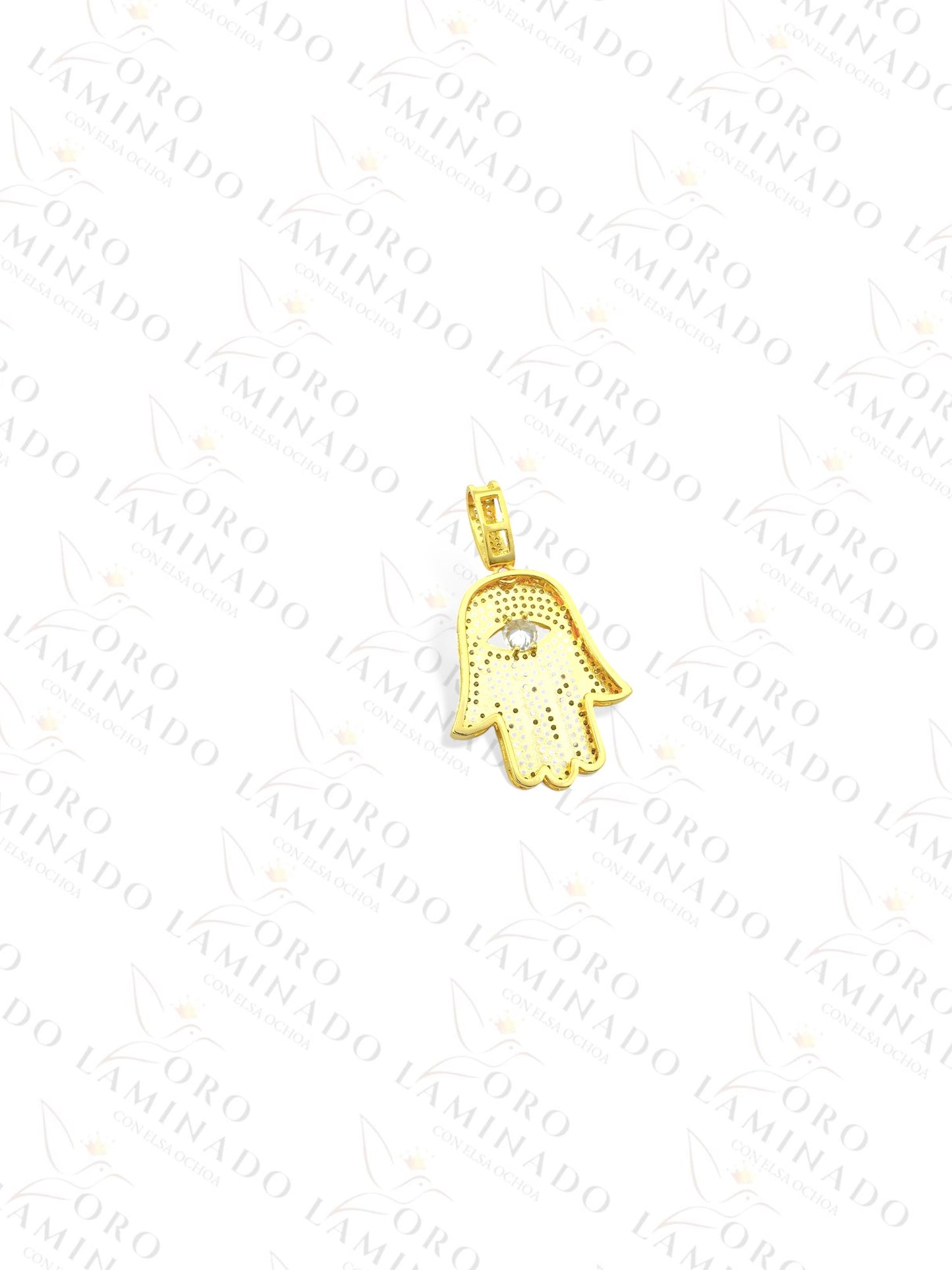 Gold Filled Diamond Hamsa Hand Pendant G17