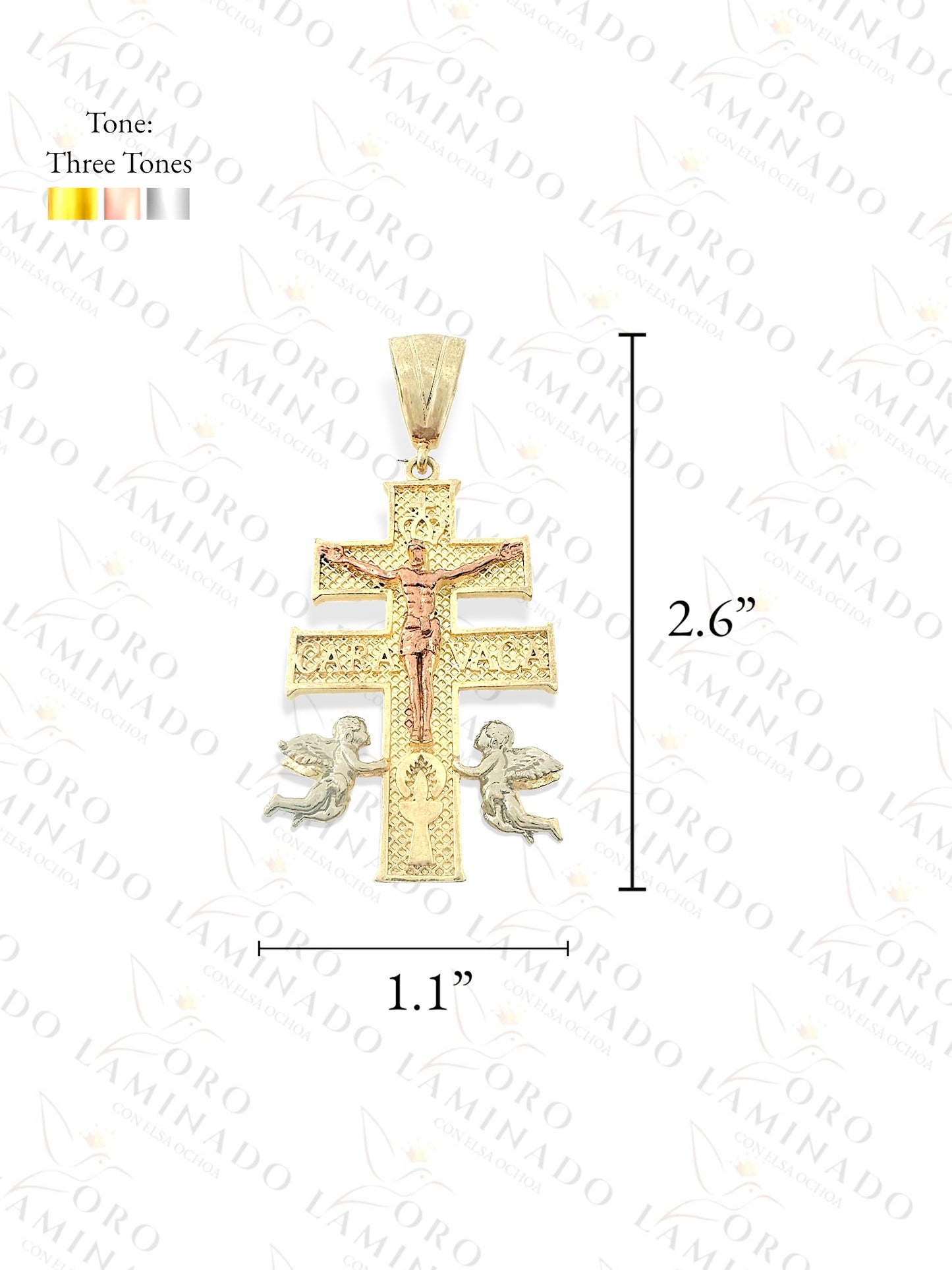 Three Tones Caravaca Cross Pendant B239