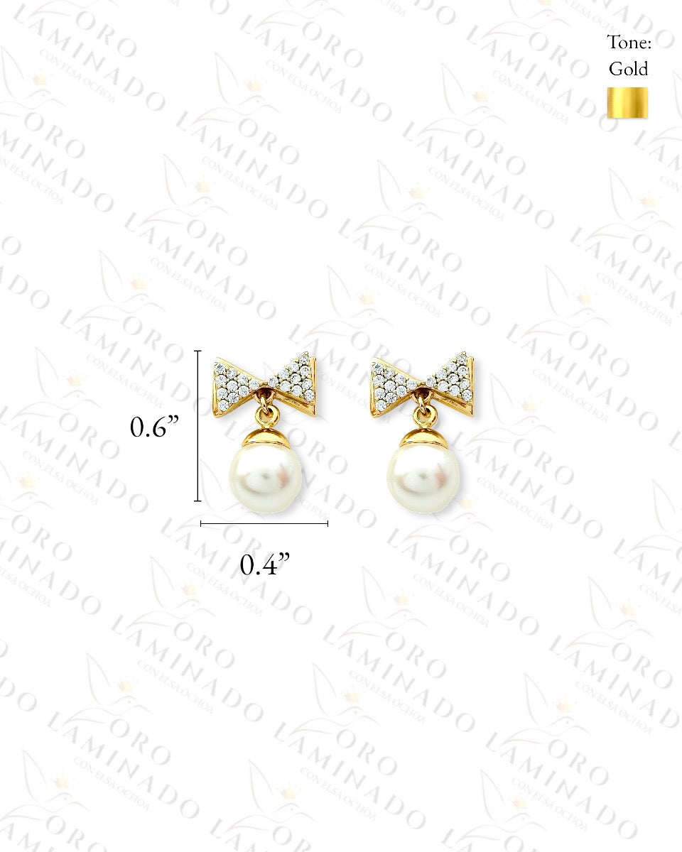 High Quality Sparkling Bow and Pearl Earrings C312